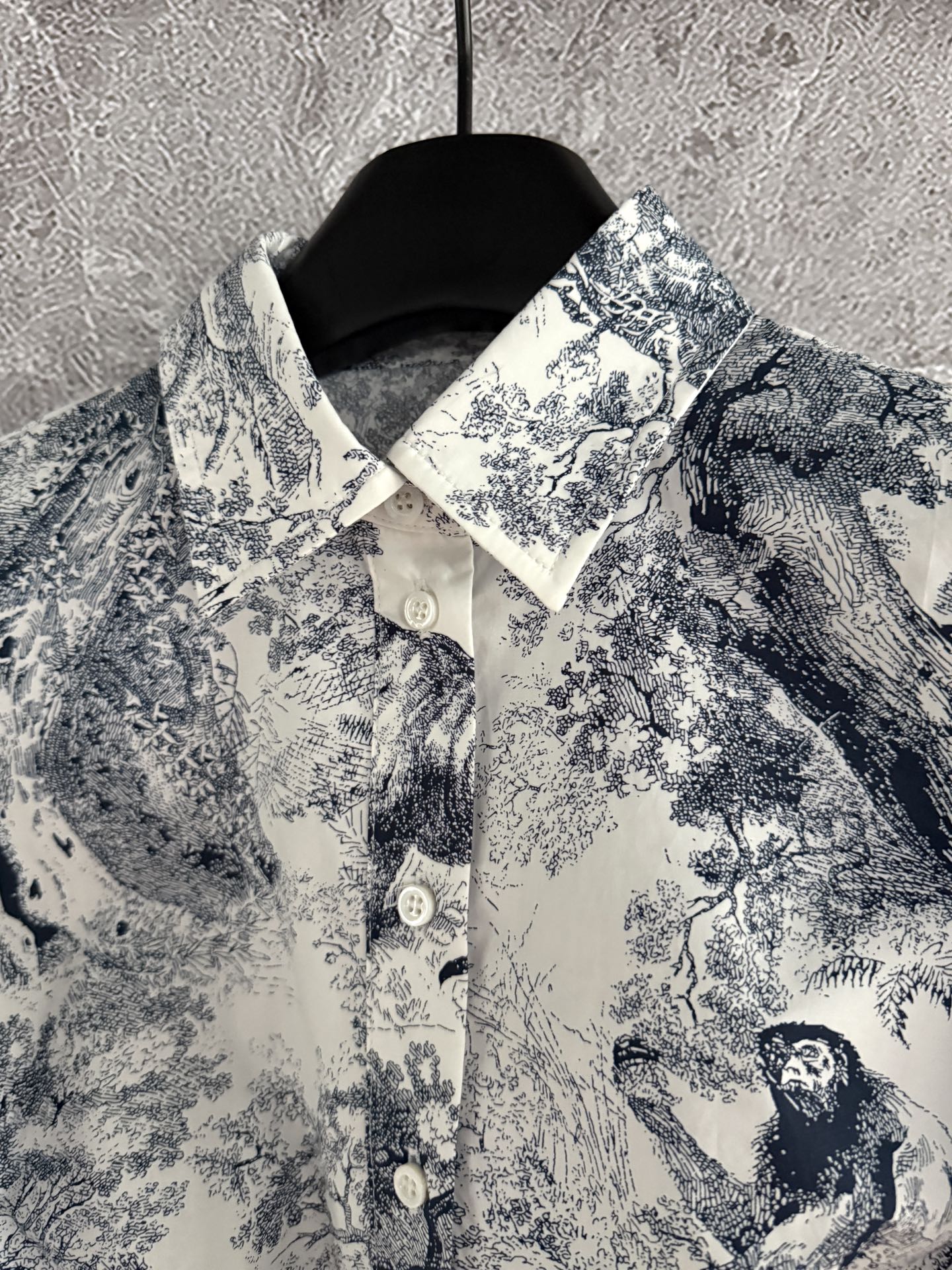 CD Slim-fitting Tie Shirt Blue White Cotton Silk