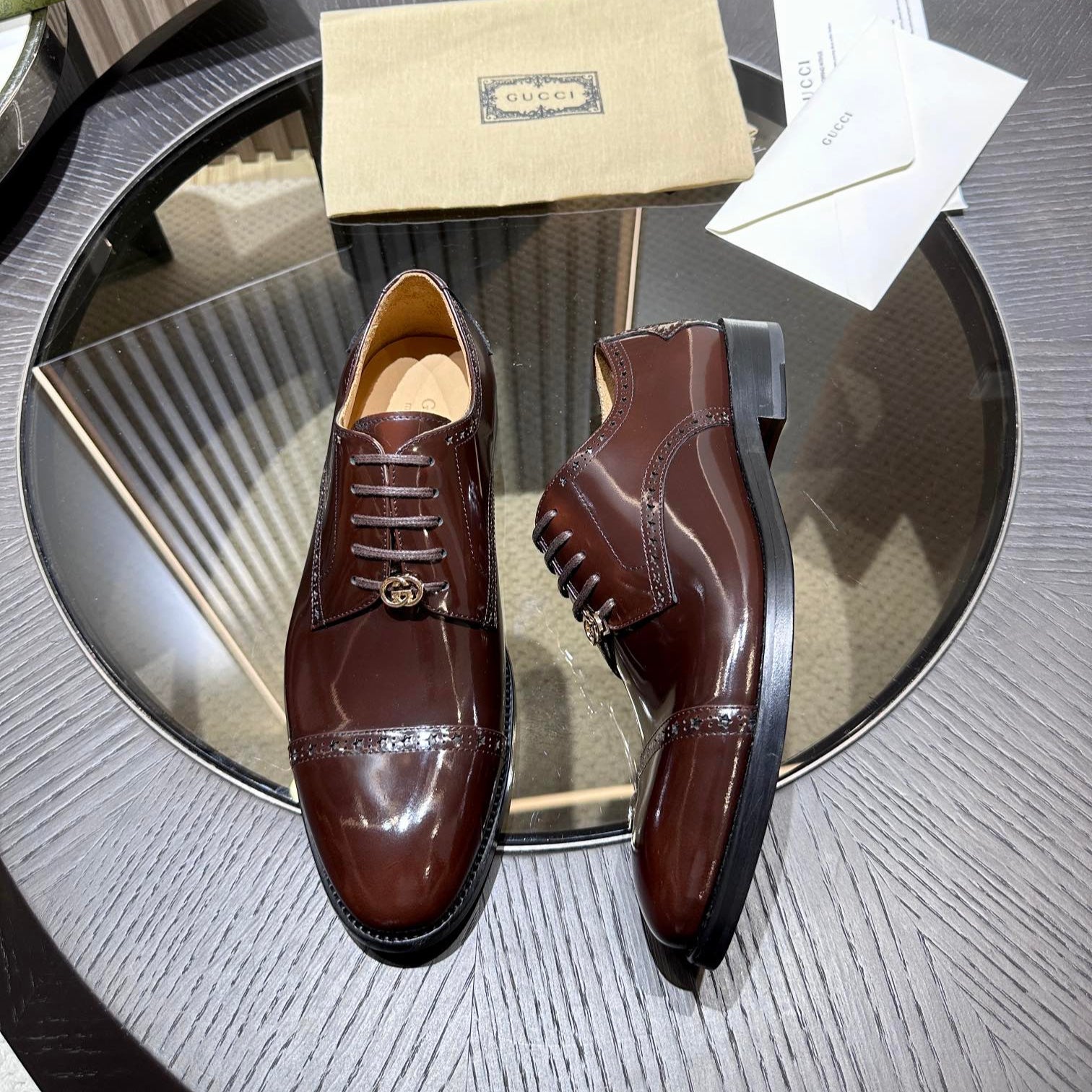 GG Men's Jordaan Shoe Brown Patent Leather 527836
