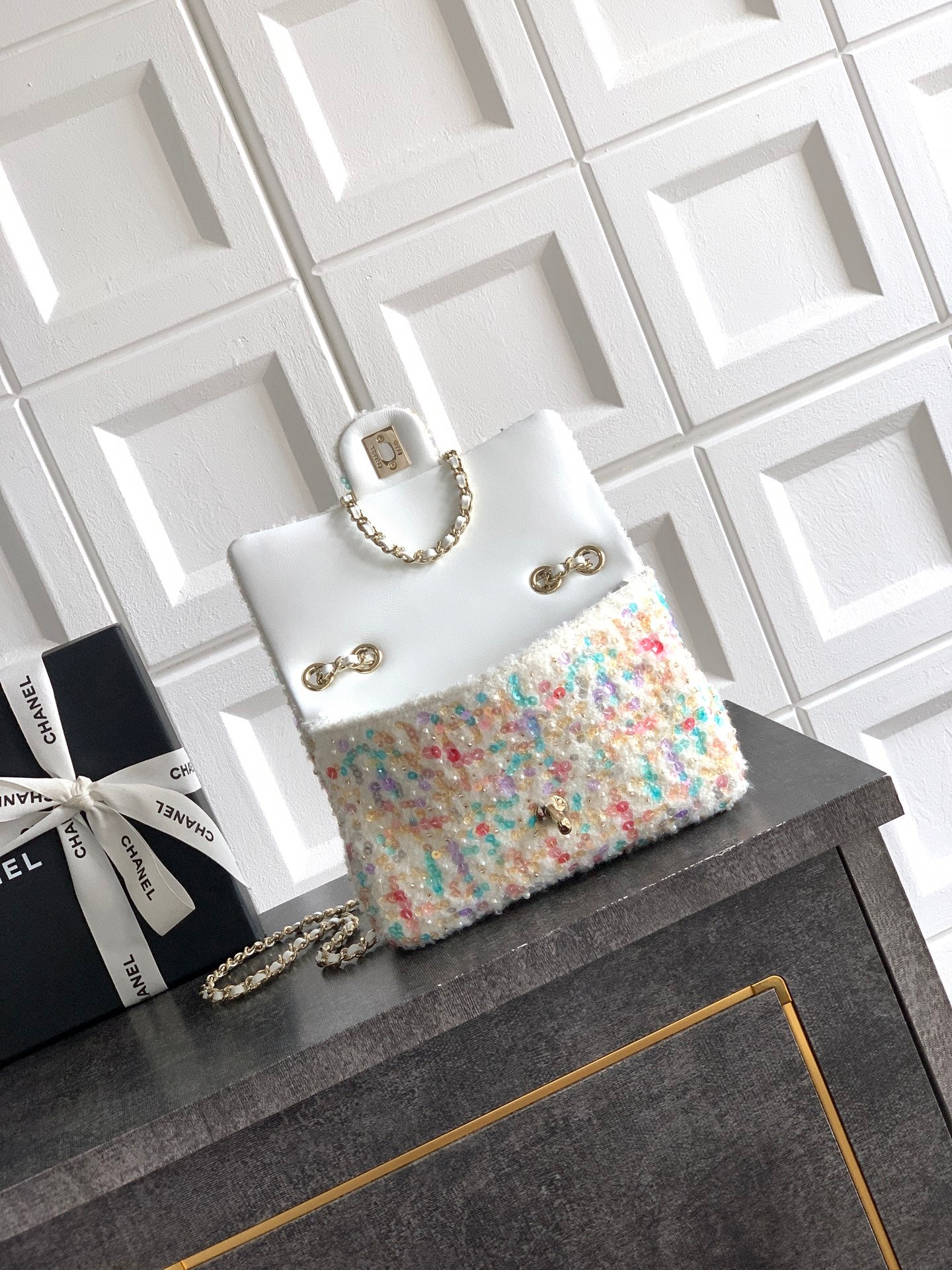 Chanel 2026 Flap Bag 20cm Multicolor Sequin Leather