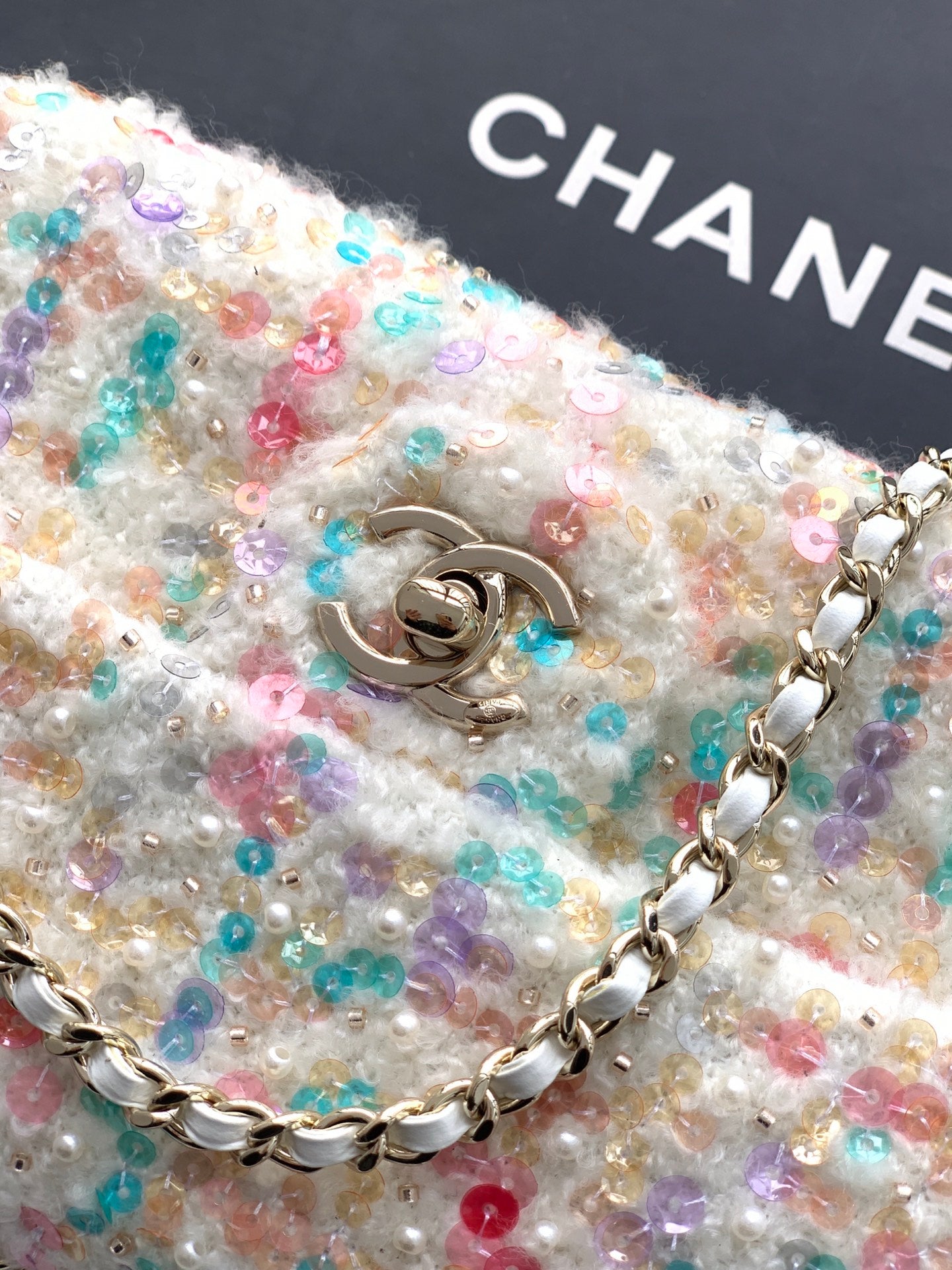 Chanel 2026 Flap Bag 20cm Multicolor Sequin Leather