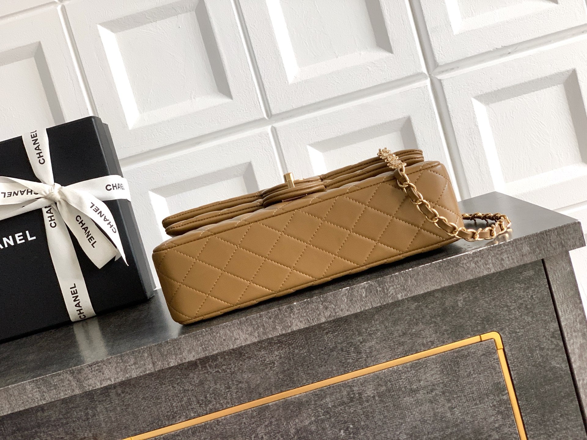Chanel 2026 Double Flap 2.55 Bag 25.5cm Tan Quilted Lambskin