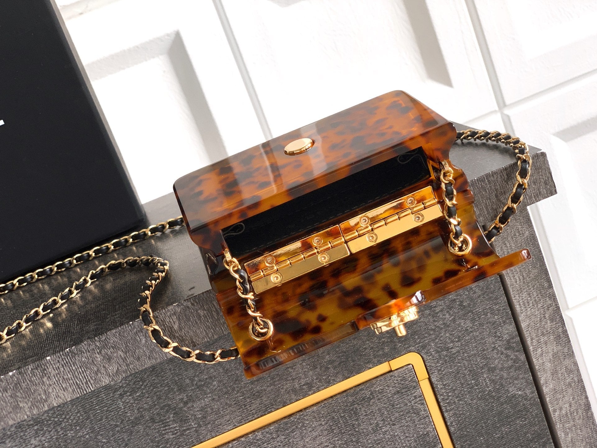 Chane 2026 Evening Bag 12cm Tortoiseshell Plexiglass