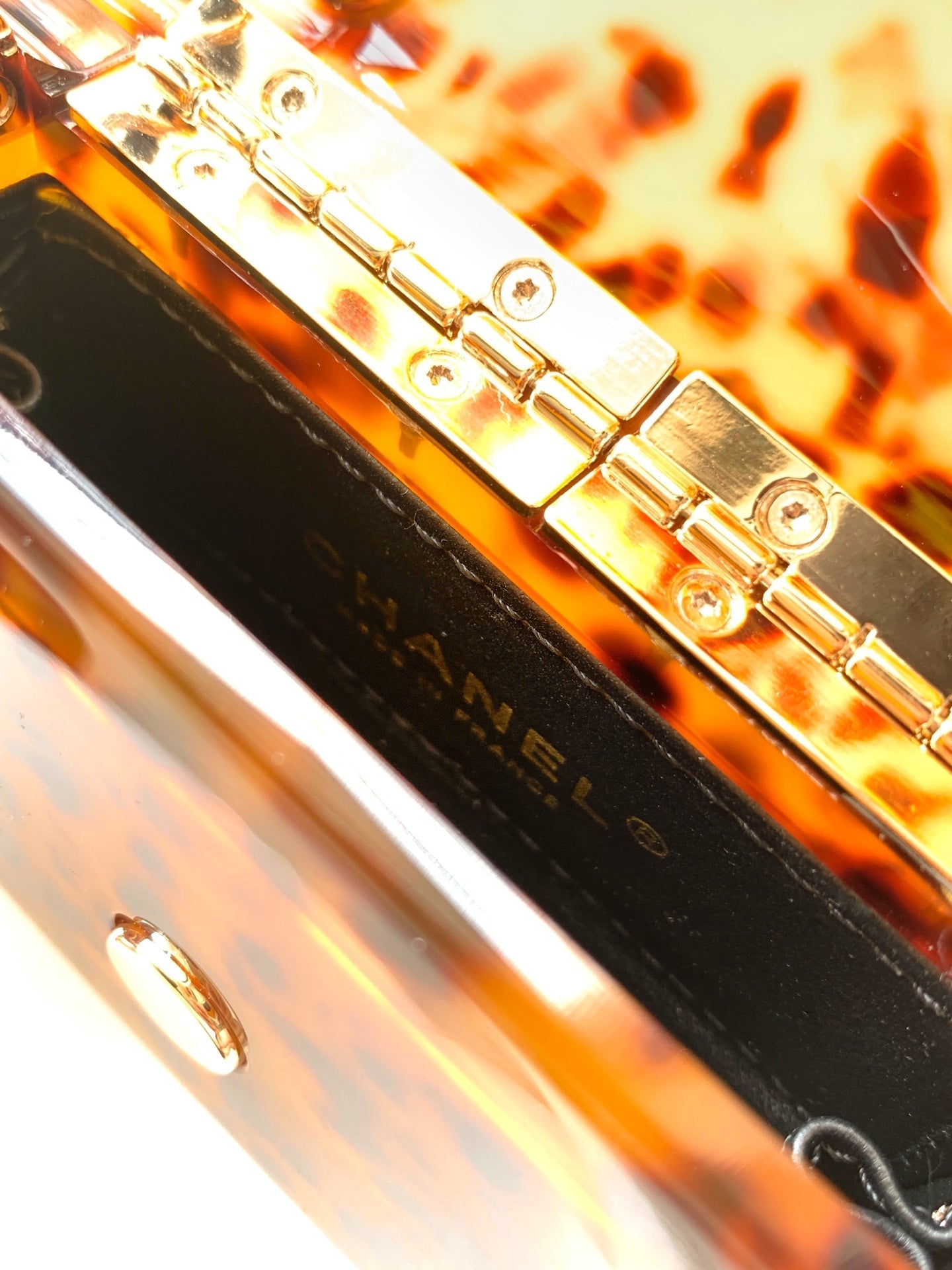 Chane 2026 Evening Bag 12cm Tortoiseshell Plexiglass
