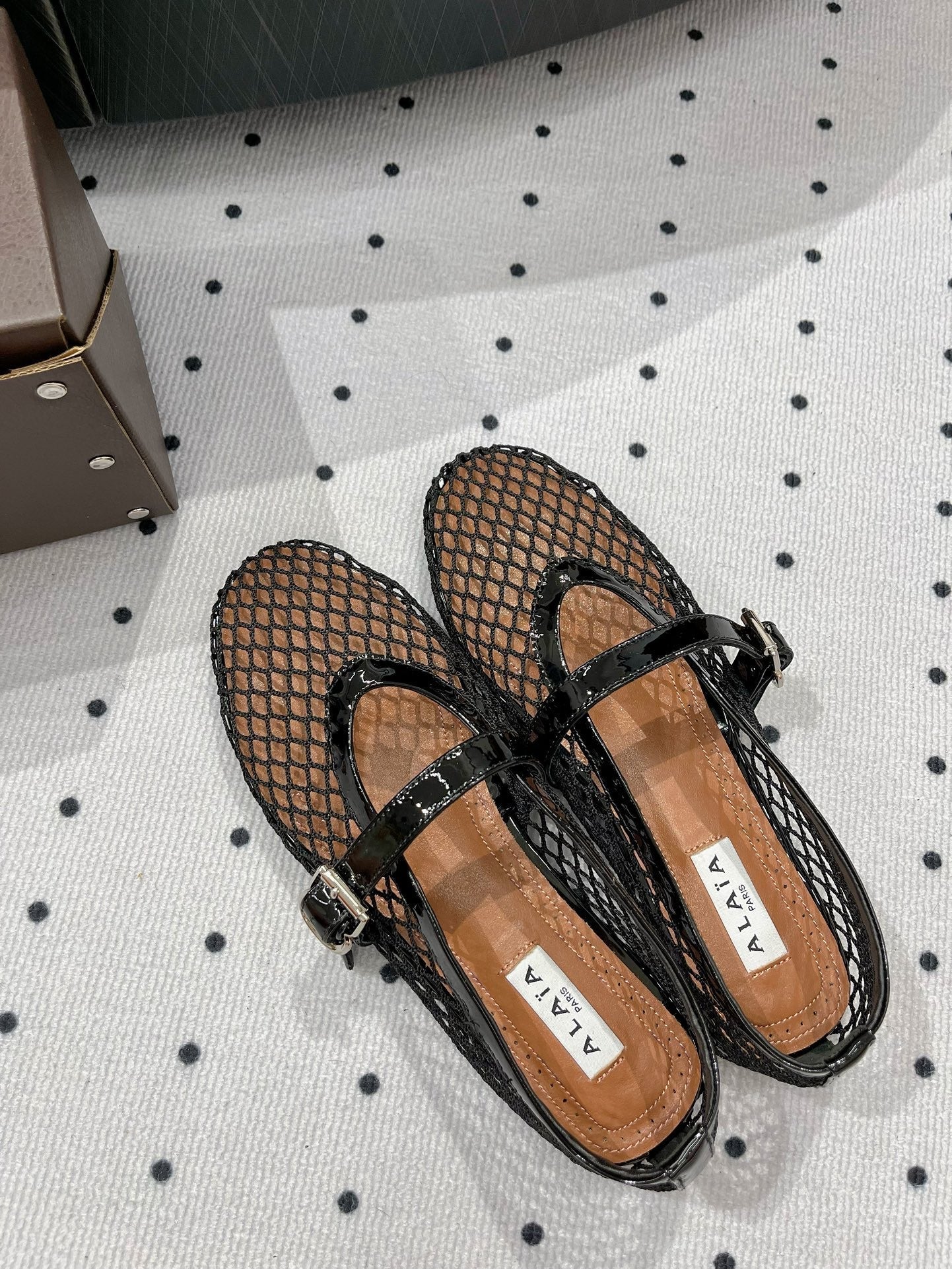 alaia ballet flat fishnet lambskin