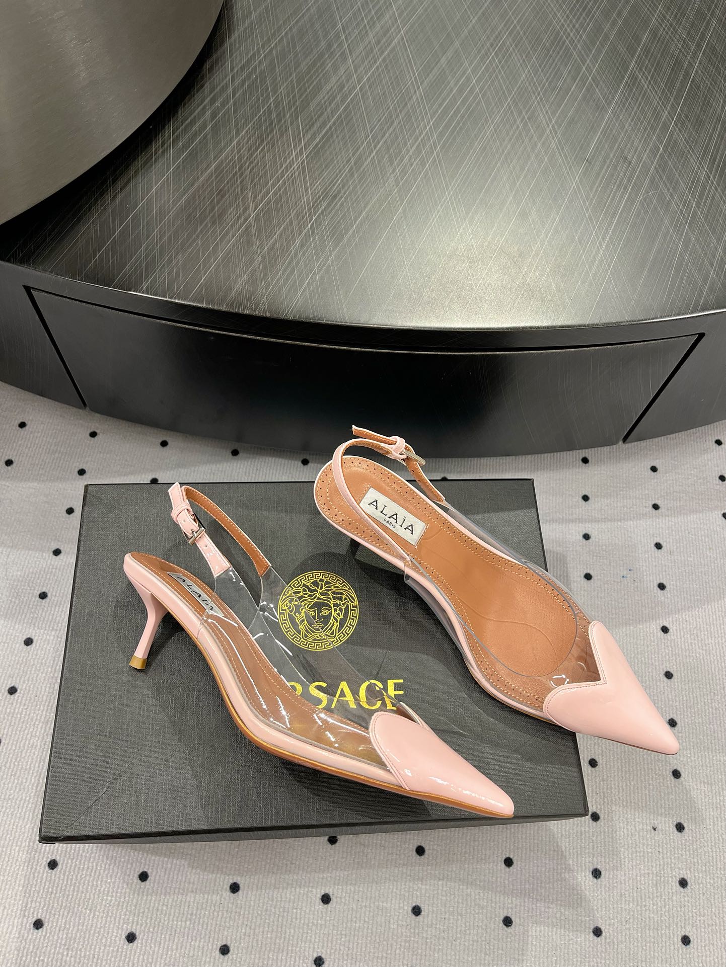 Alaila Le CÅ“ur Slingbacks 60mm In Light Pink Glossy Lambskin 954823