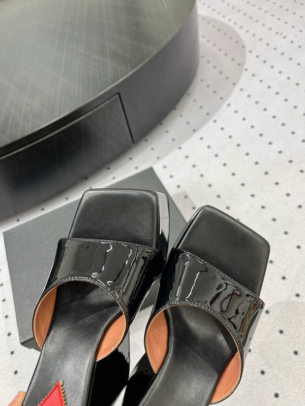Alaila High Sandal 115mm In Black Glossy Lambskin 954878