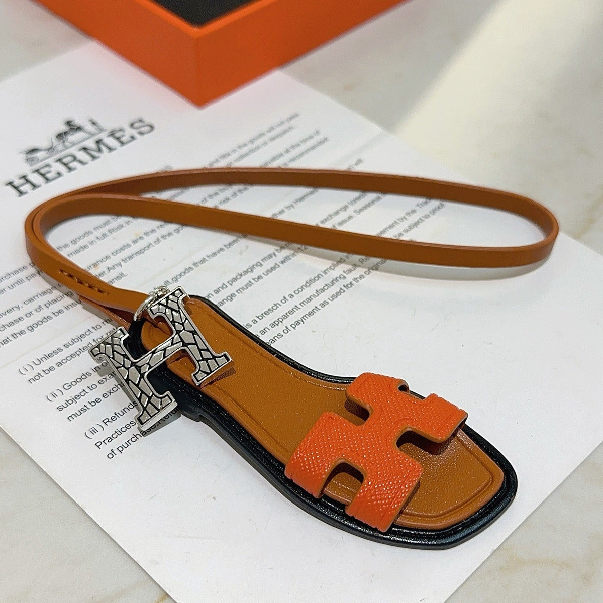 HM Oran Sandal Charm Brown mix Orange Lambskin