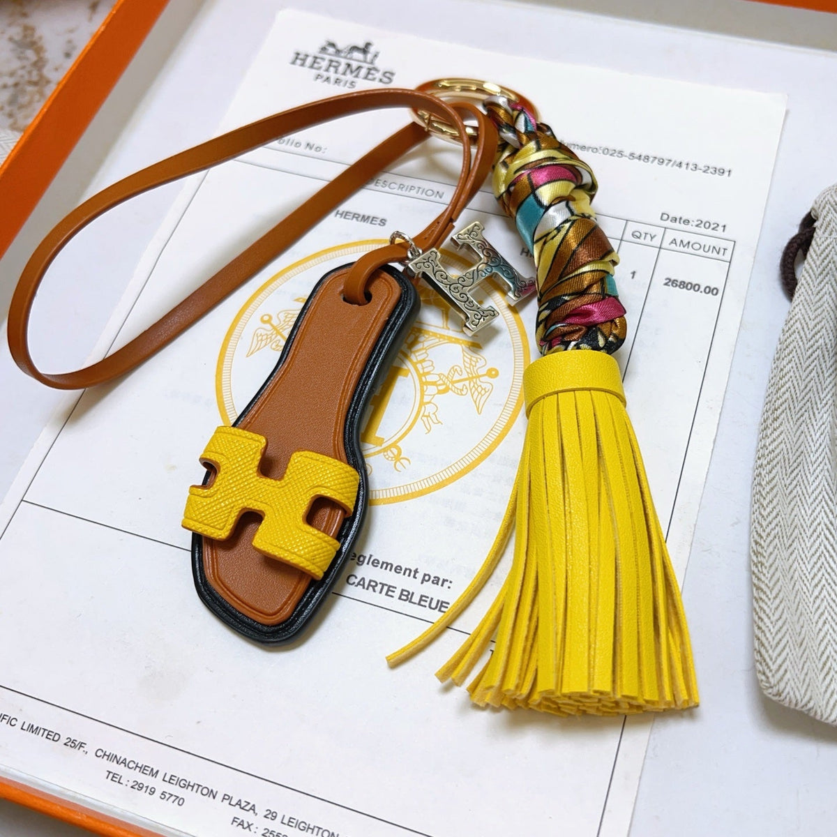 HM Oran Sandal Charm Brown mix Yellow Lambskin