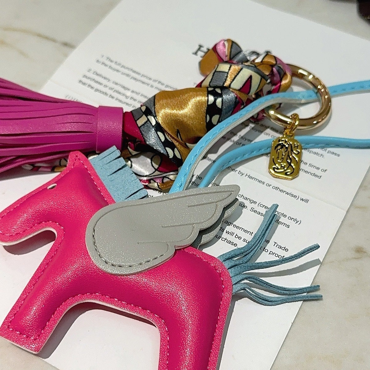 HM Pink Lambskin Rodeo Pegase PM Charm