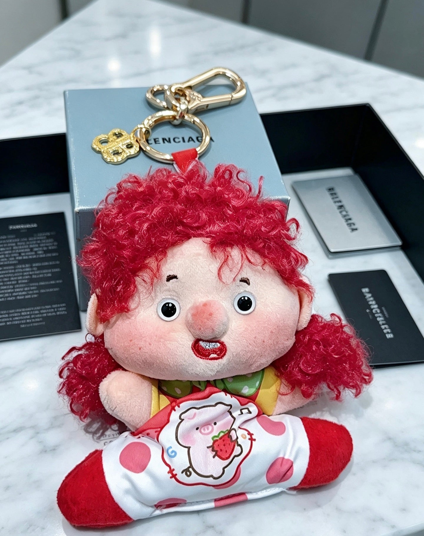 Balenciaga Cute Red-haired Curly Doll Charm