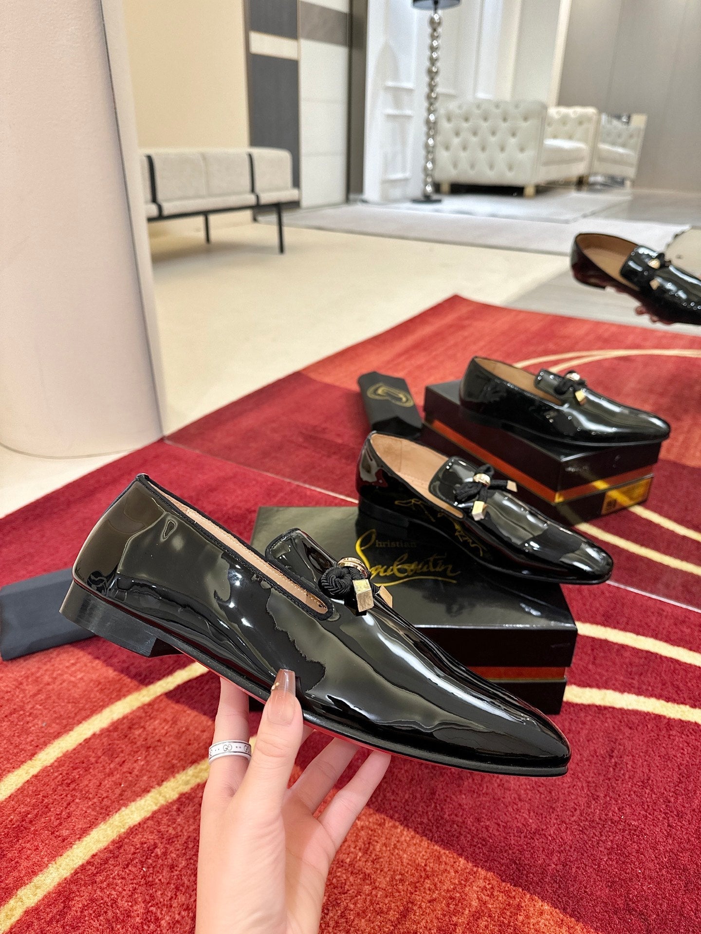 Christian Louboutin Dandydeco Velvet Loafer Patent Leather 863841