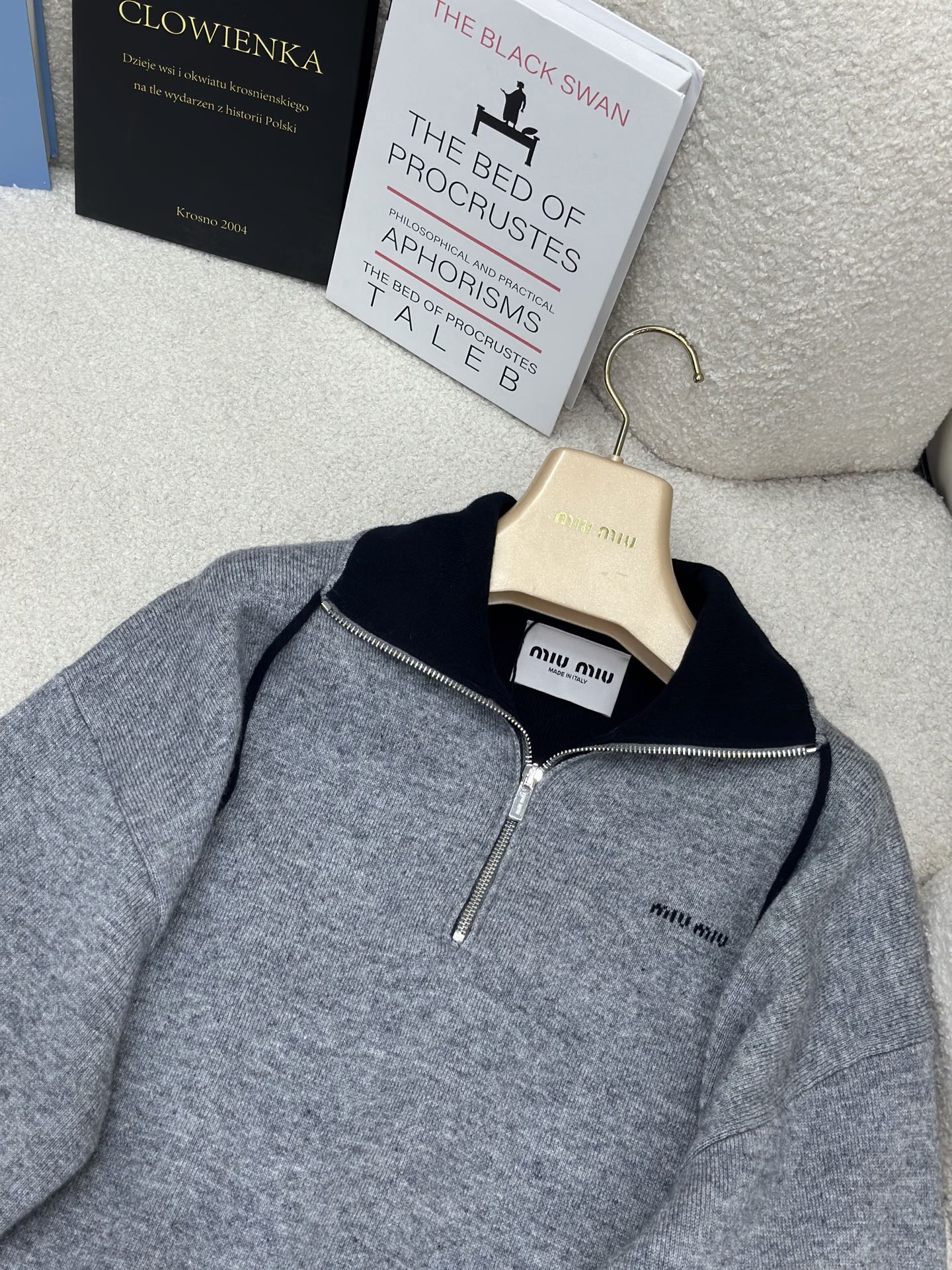 Miumiu 2026 Zip-up Top Grey Cashmere