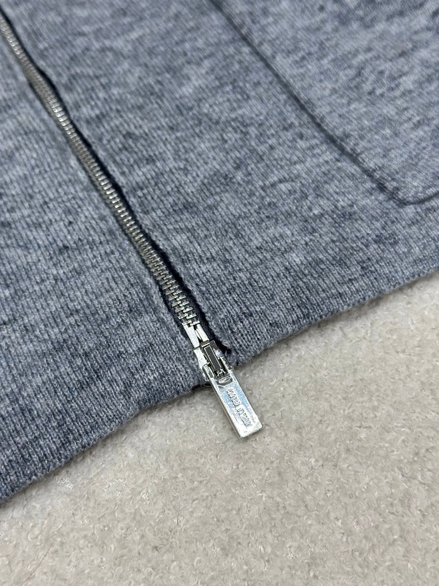 Miumiu 2026 Hooded Knit Cardigan Grey Cashmere