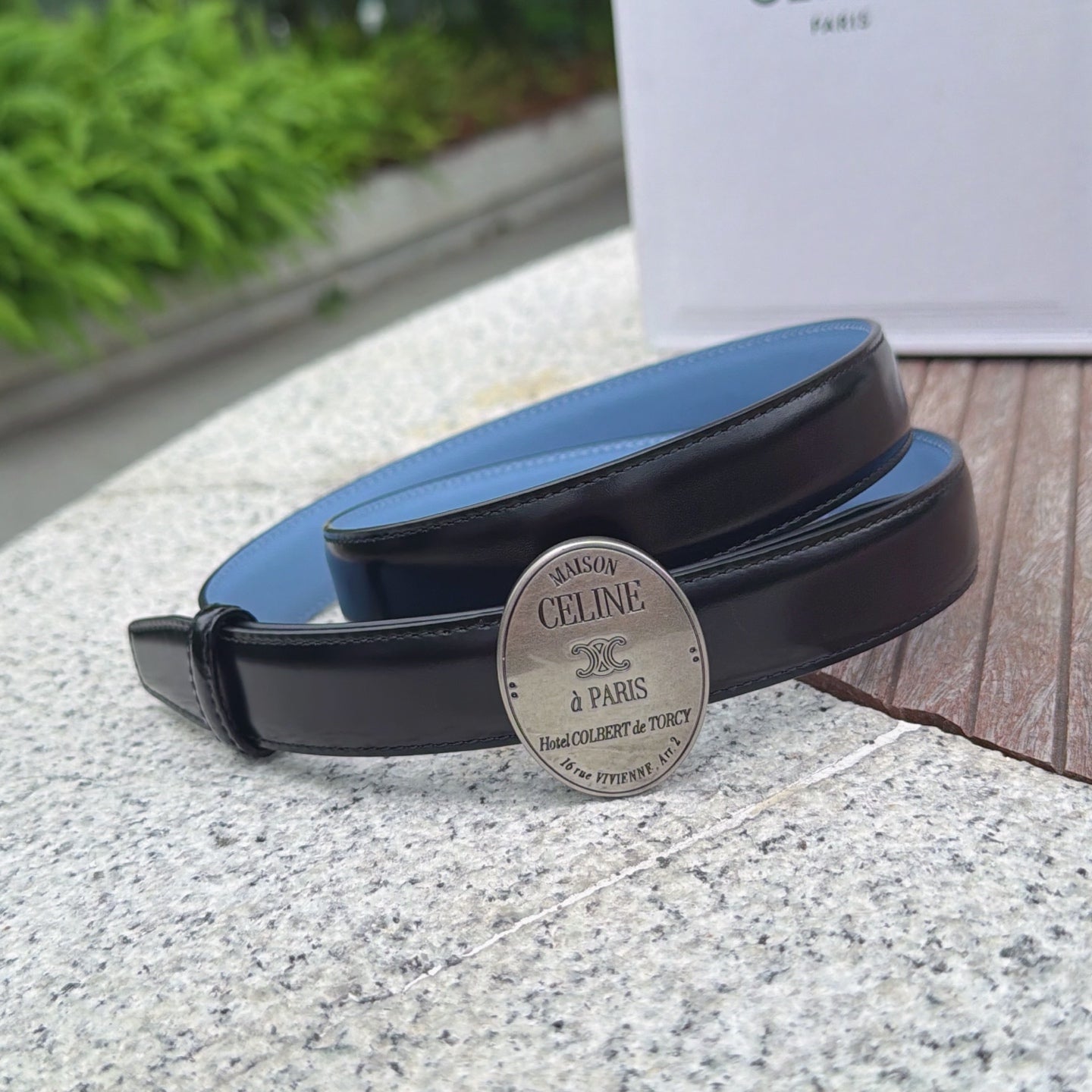 Celine 2026 Double-sided Belt 2.5cm Cowhide Gold Buckle