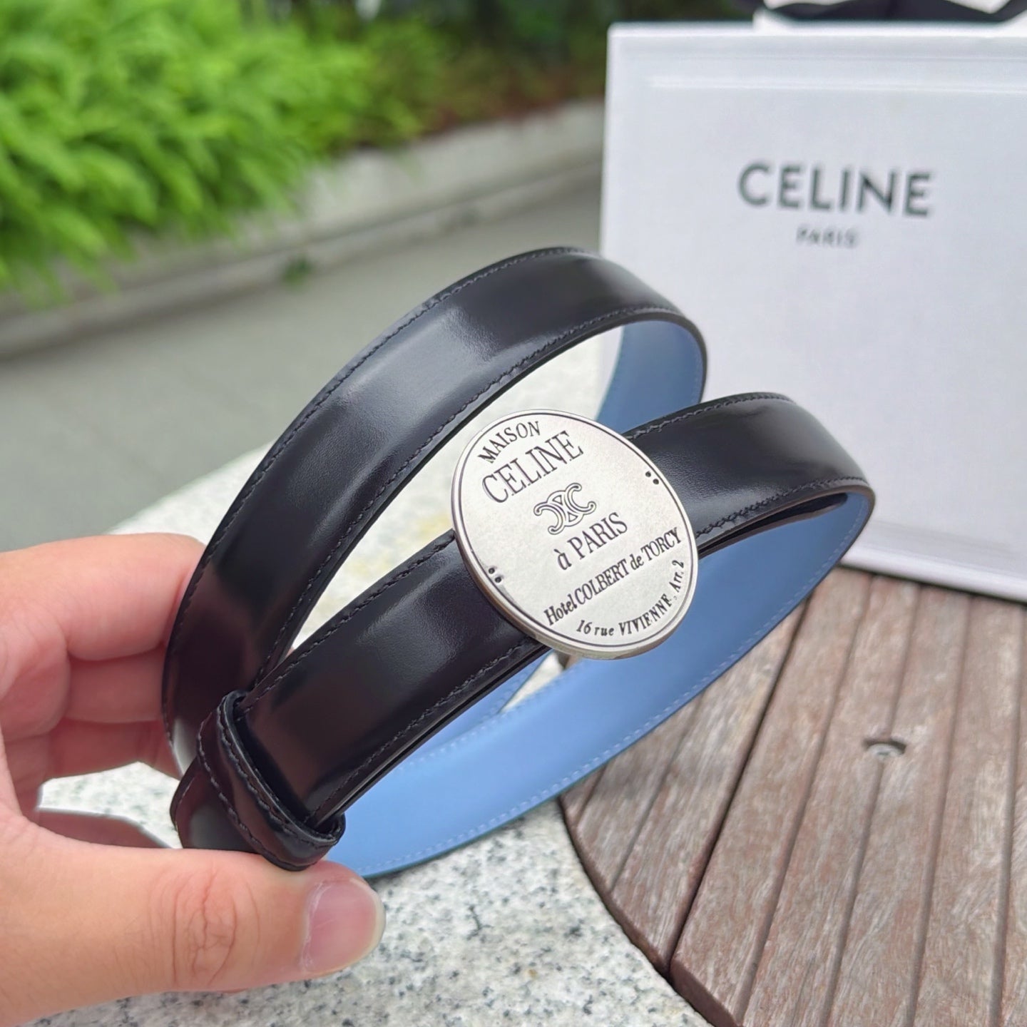 Celine 2026 Double-sided Belt 2.5cm Cowhide Gold Buckle