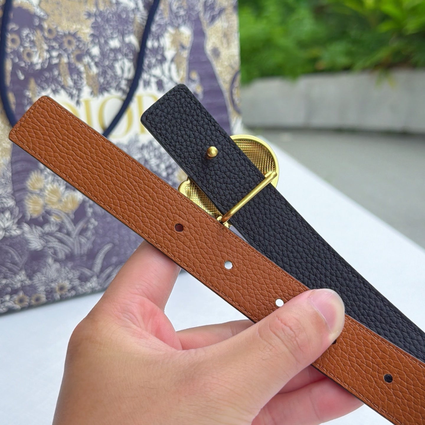 Dior Médaillon Belt 25mm Two-tone Calfskin 210914