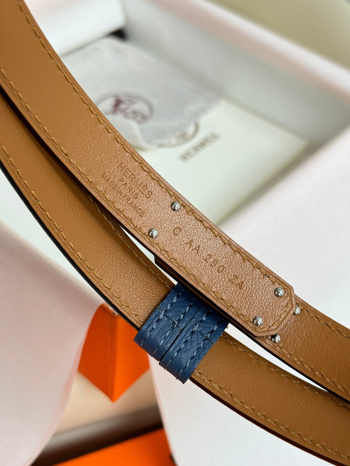 HM Kelly Belt 18mm Blue Epsom Leather