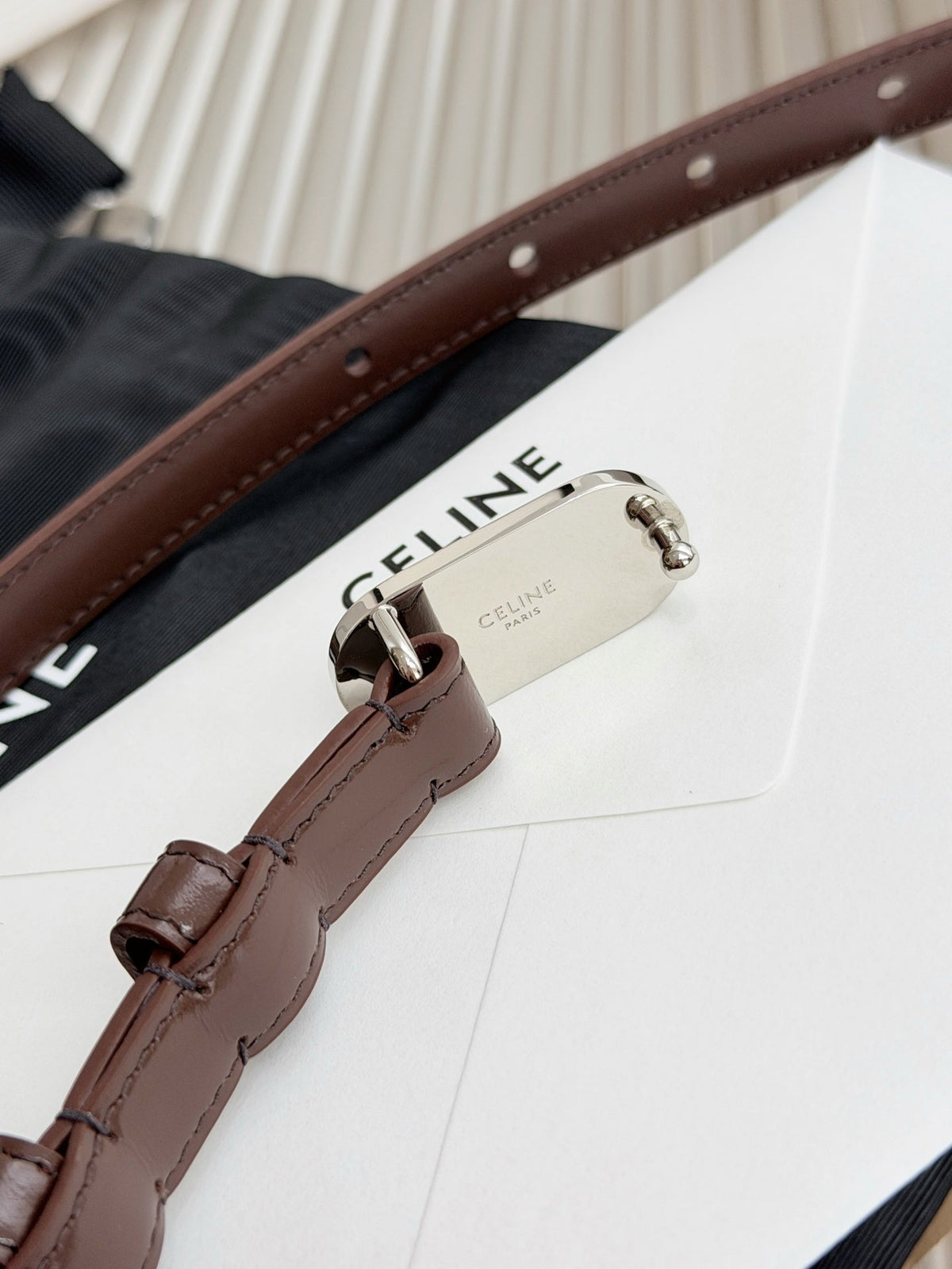 Celine 2026 Chariot Taurillon Belt 13mm Leather 218707