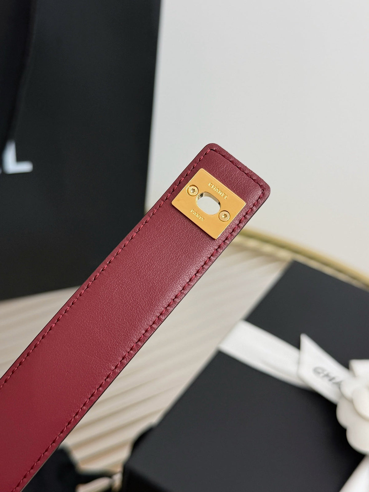 Chanel 2026 Gold-Hardware Belt 25mm Suede Leather 219834