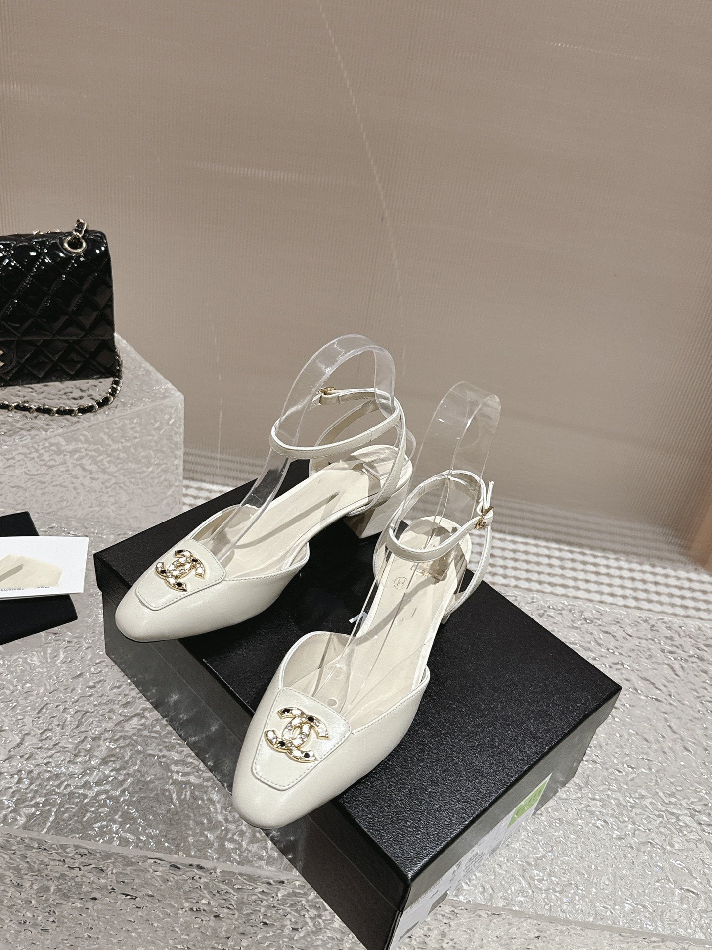 slingbacks 60 white lambskin cc logo