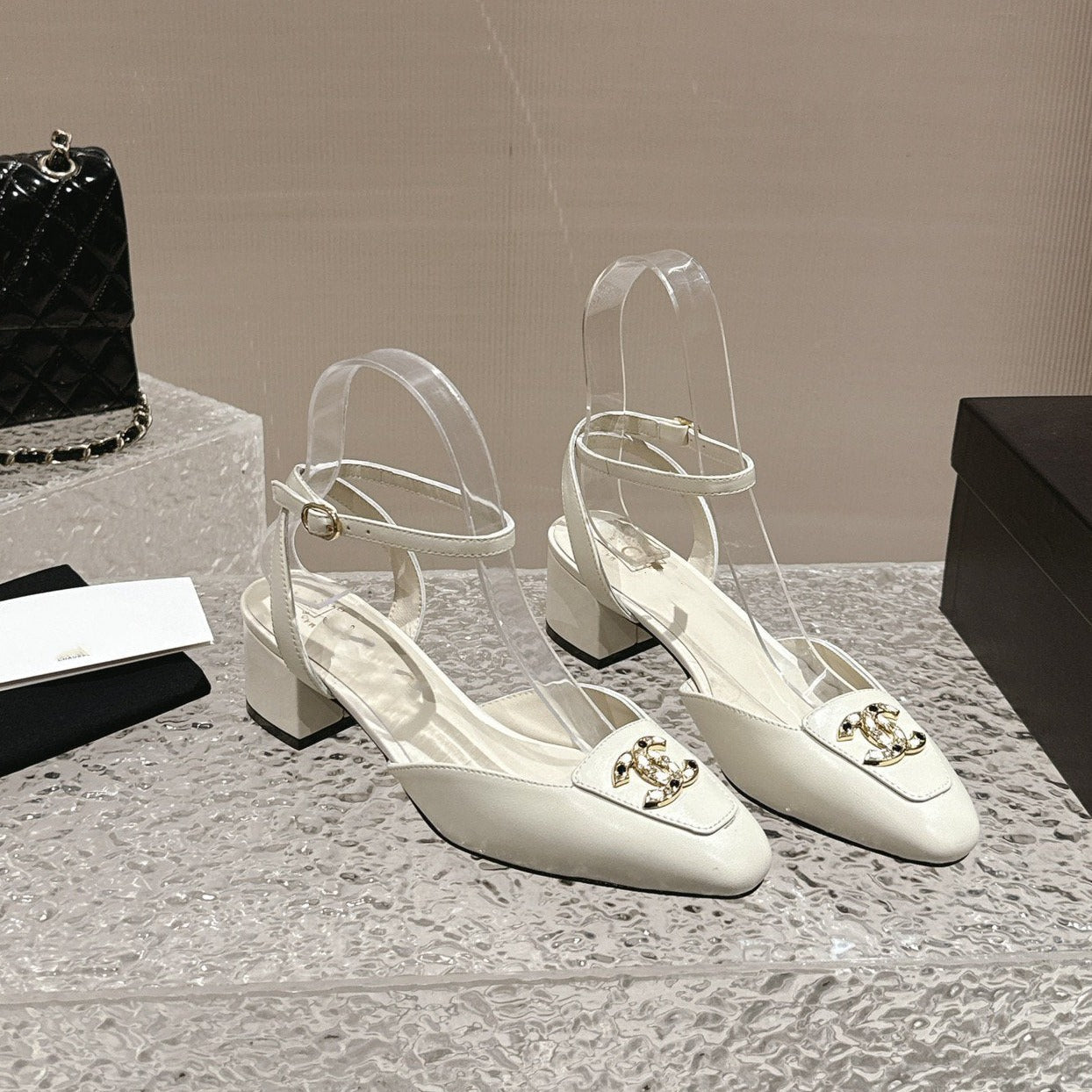 slingbacks 60 white lambskin cc logo