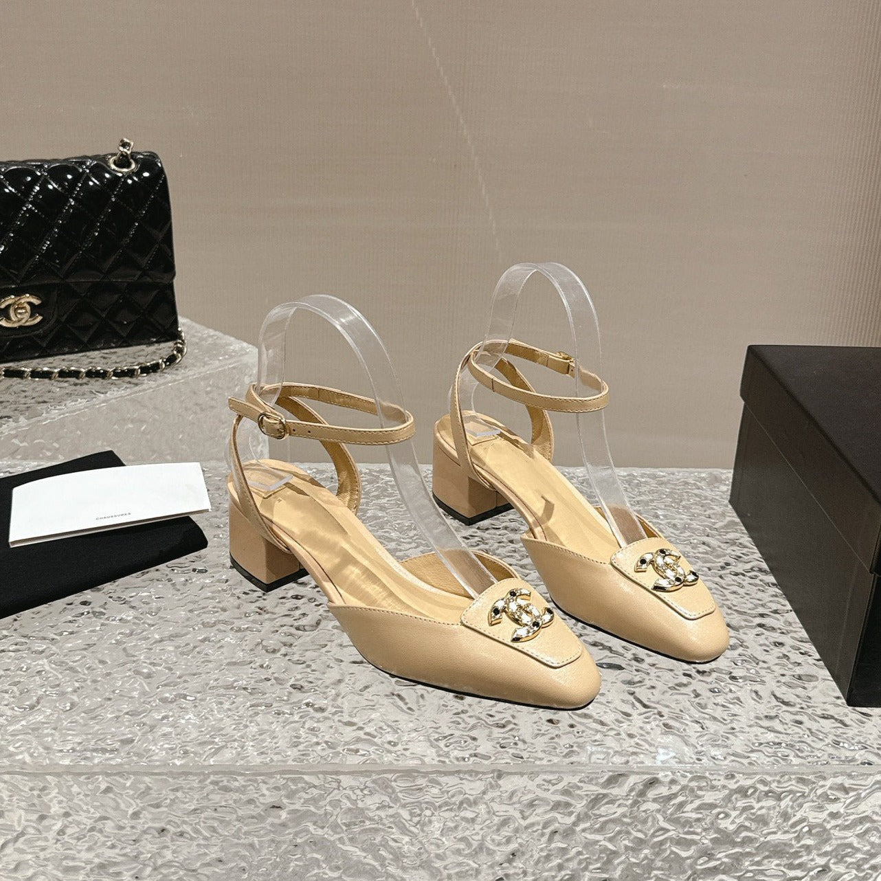 slingbacks 60 beige lambskin cc logo