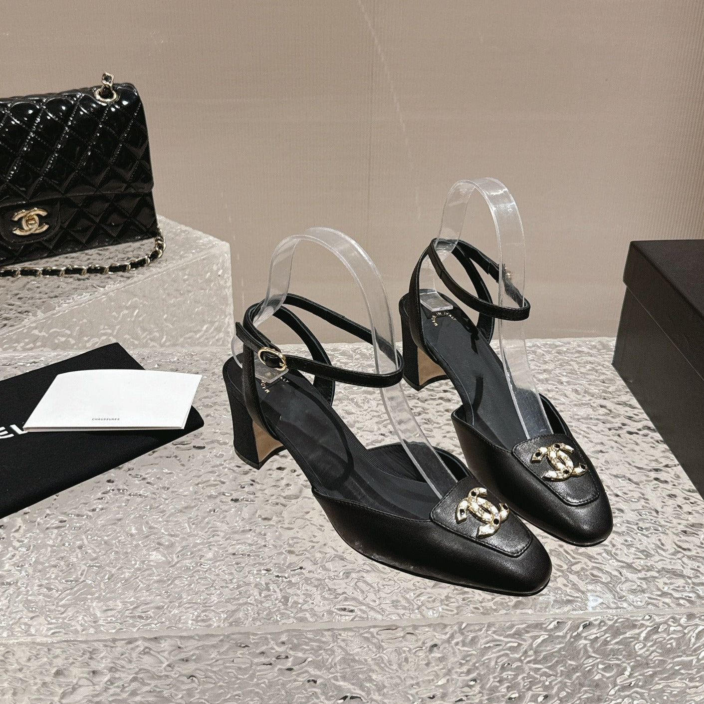slingbacks 60 black lambskin cc logo