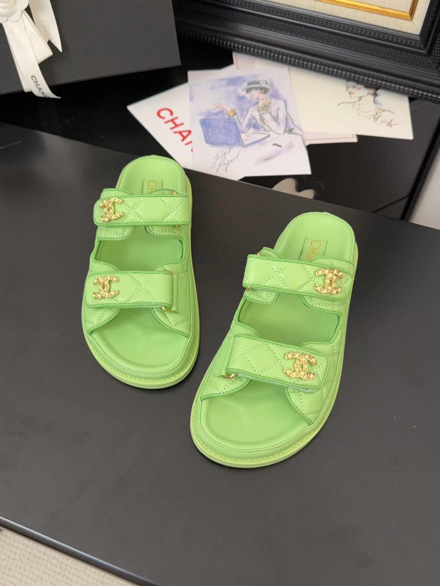 CC 25 Dad Sandal Mule Green Calfskin