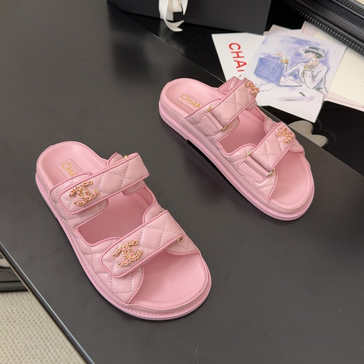 CC 25 Dad Sandal Mule Pink Calfskin