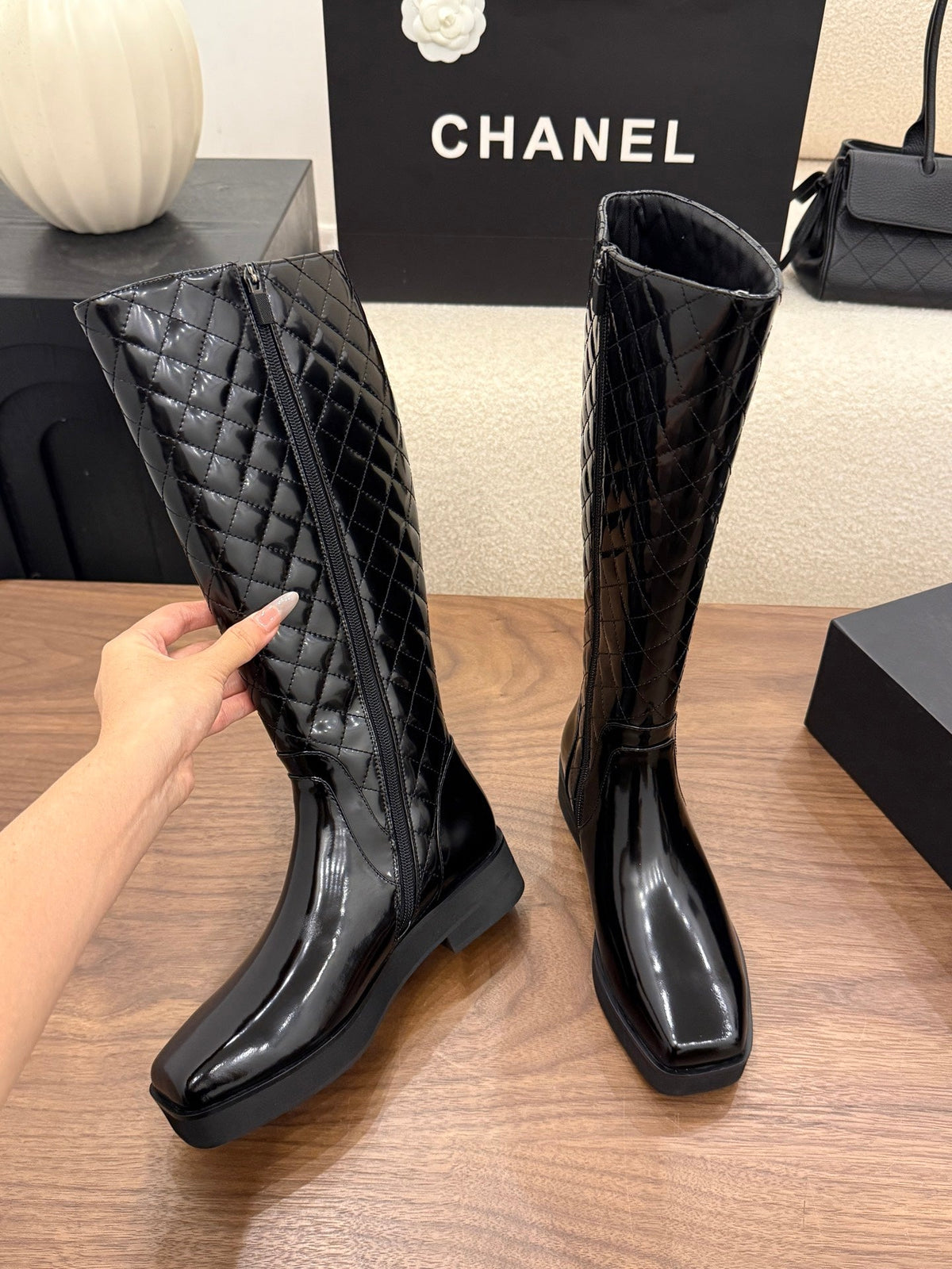 Chanel 2026 Quilted Boots Black Leather 173403