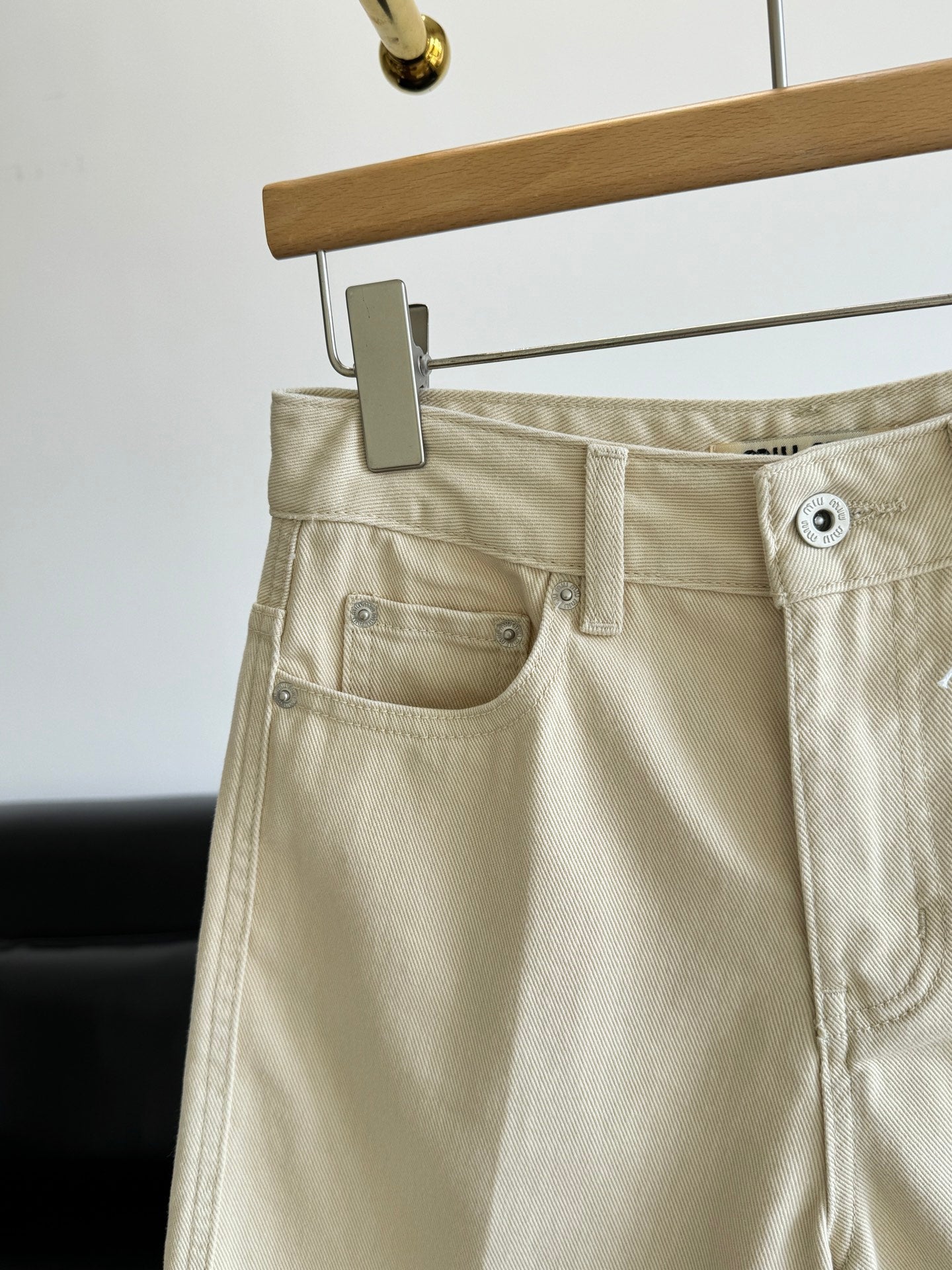 MiuMiu 2026 Denim Shorts Beige Cotton 635724