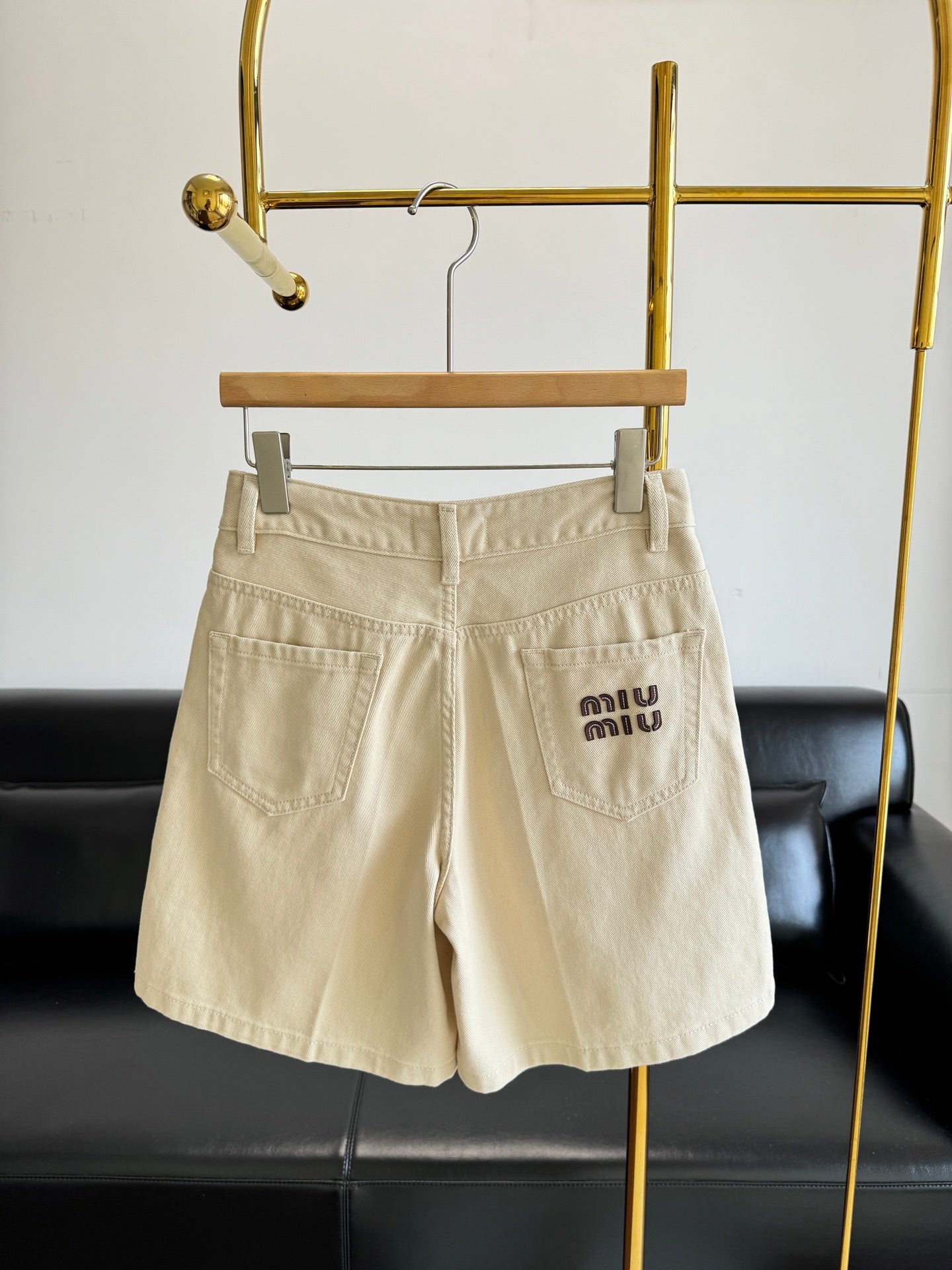 MiuMiu 2026 Denim Shorts Beige Cotton 635724