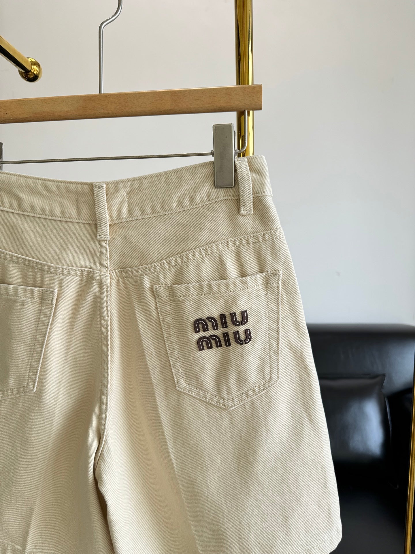 MiuMiu 2026 Denim Shorts Beige Cotton 635724