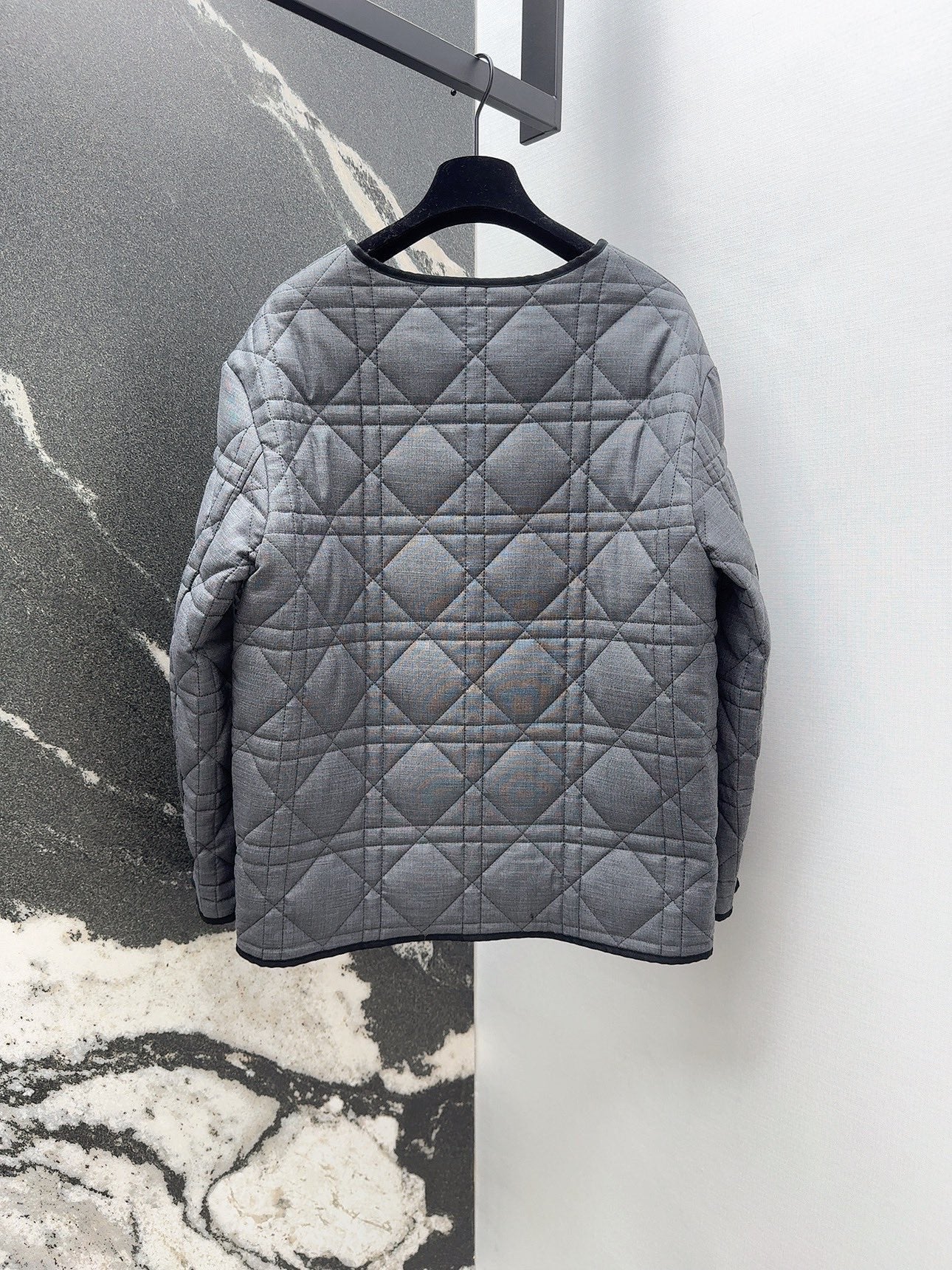 CD 25 Plaid Quilted Jacket Grey Cotton