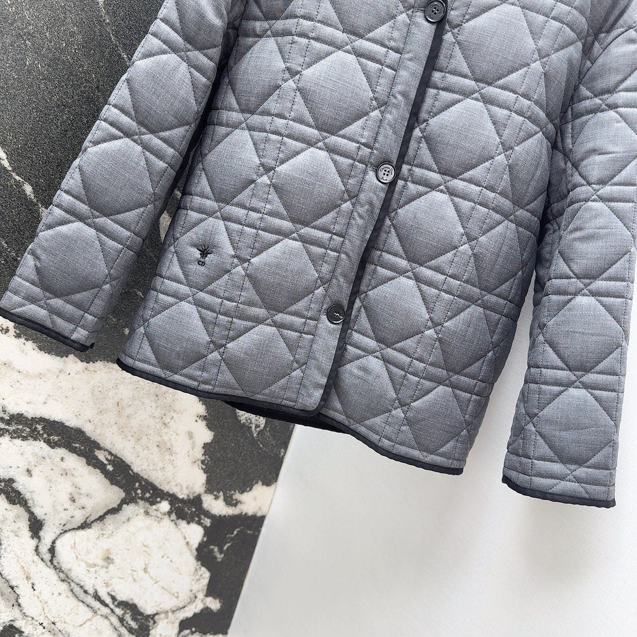 CD 25 Plaid Quilted Jacket Grey Cotton