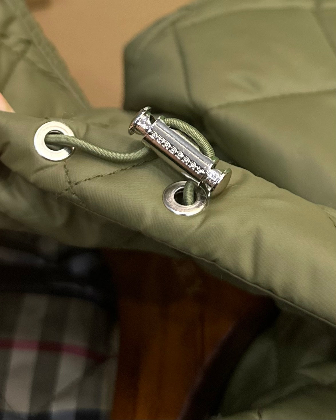 Burberry 25 Quilted  Hooded Long Coat Green Polyester Cotton