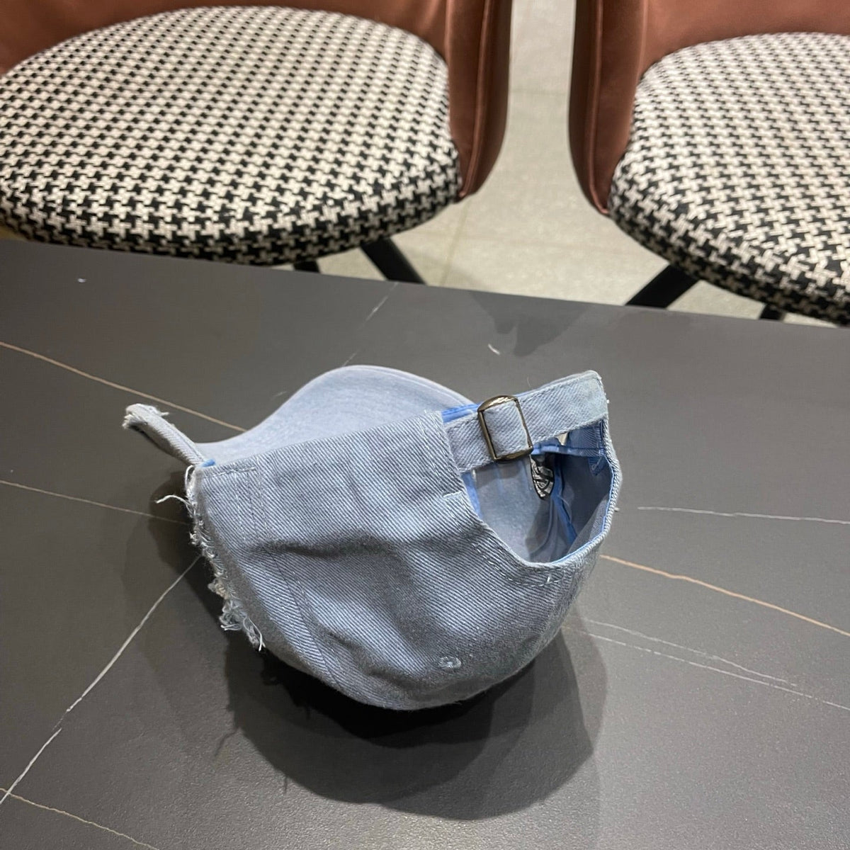 Moncler 2026 Distressed Baseball Cap Hat Denim 566104