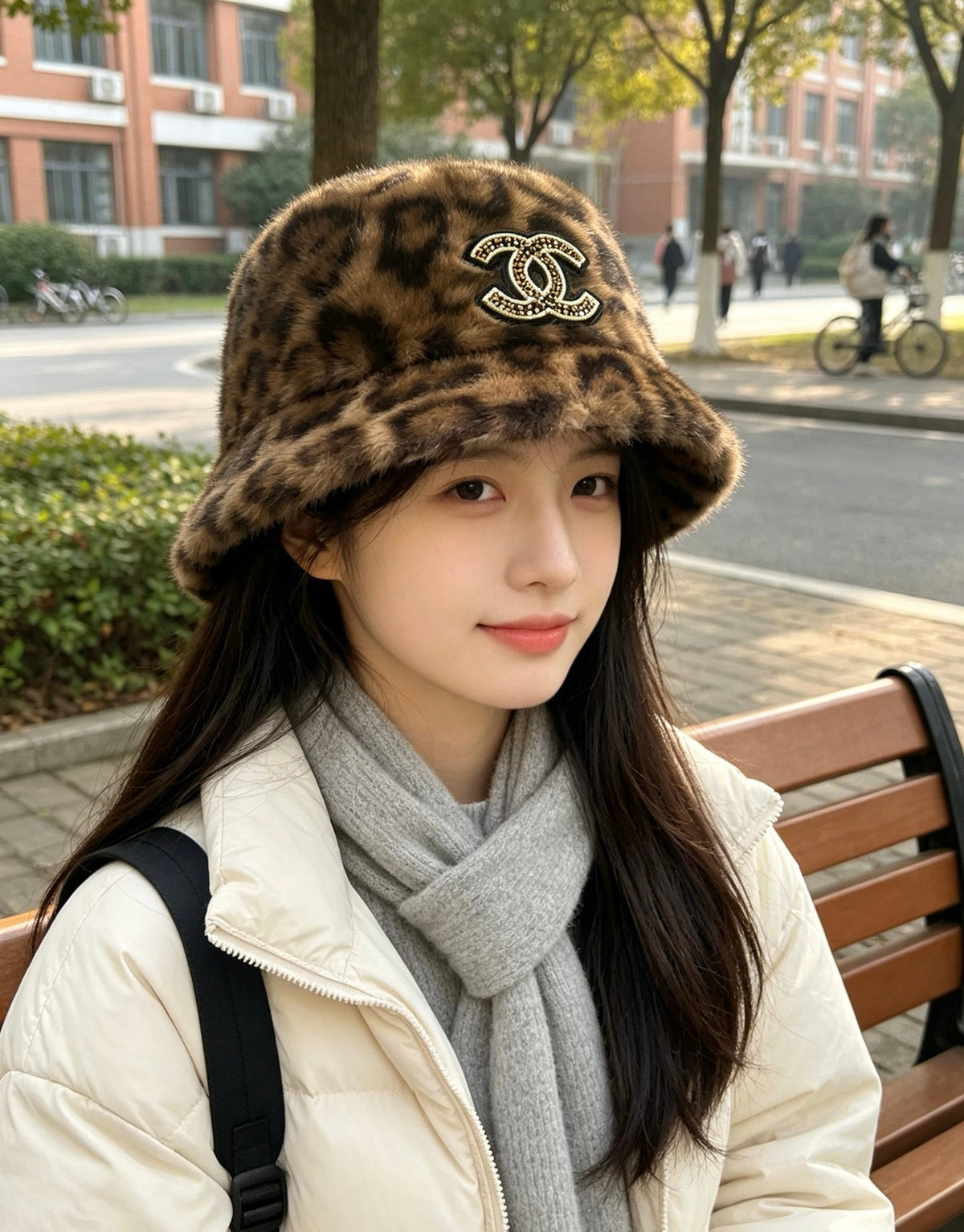 Chanel 2026 Leopard Print Bucket Hat Wool 550242