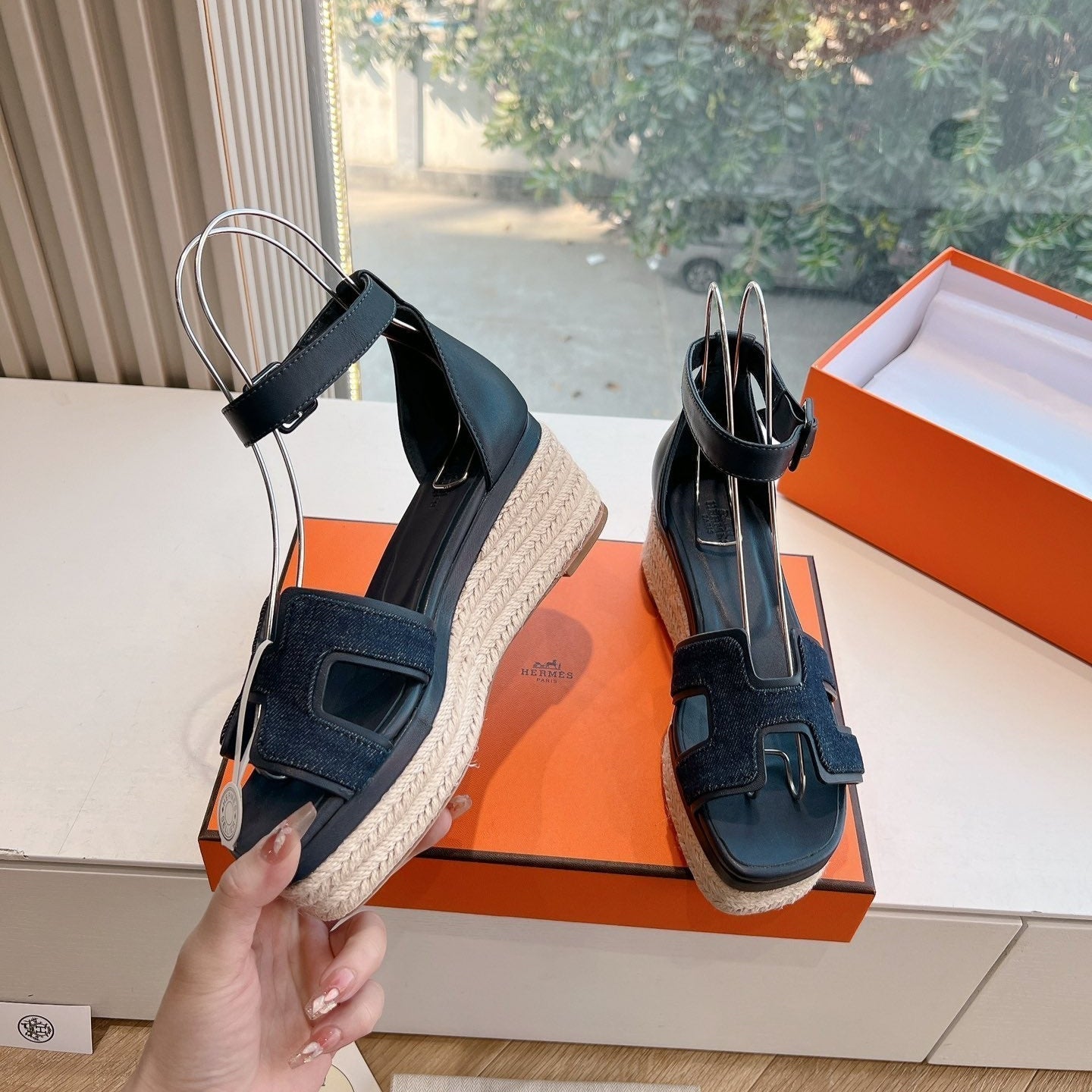 HM 25C Elda espadrille Denim and Goatskin