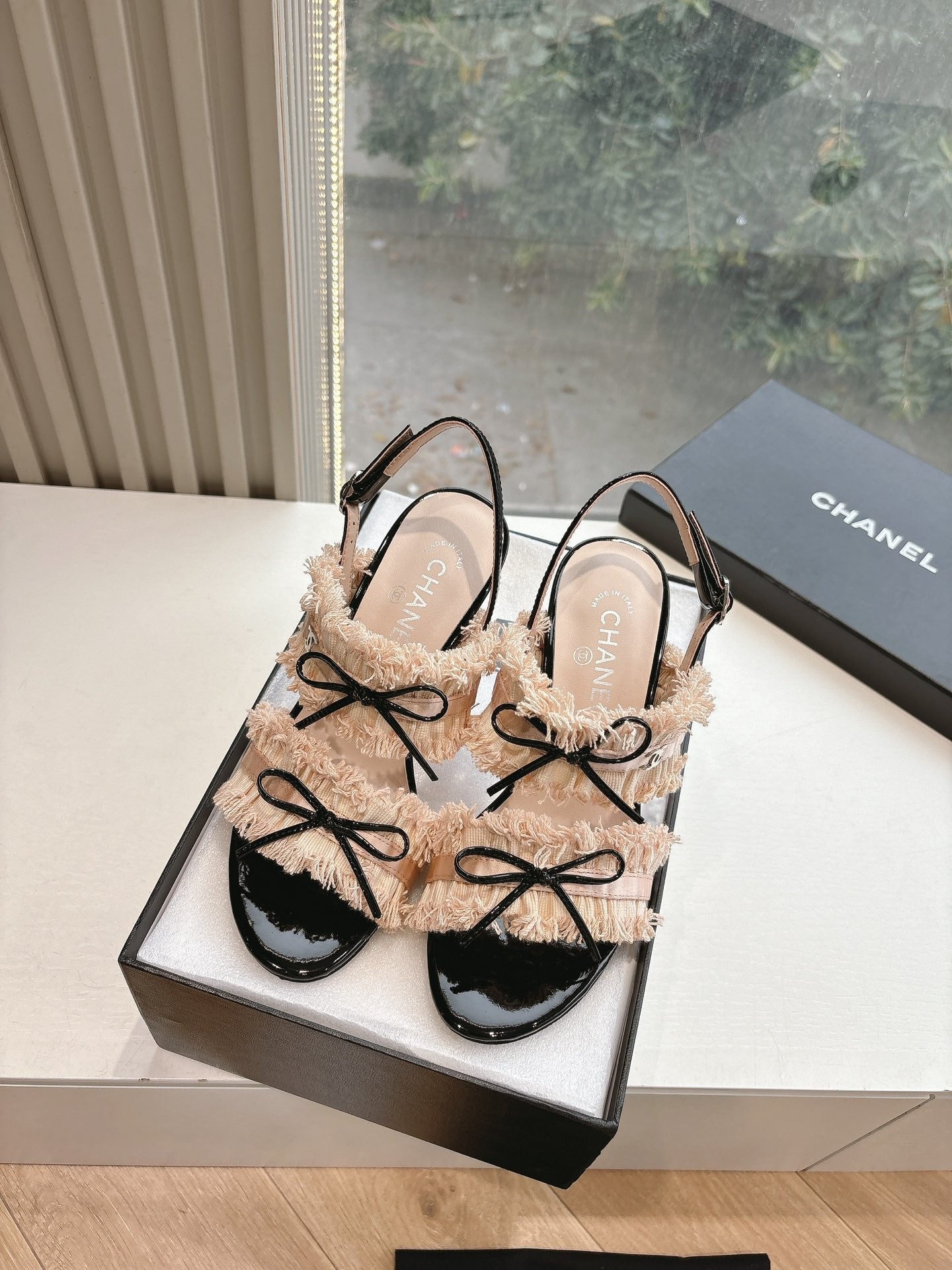 CC Sandals with bow tie Nude 7cm Lambskin 202867