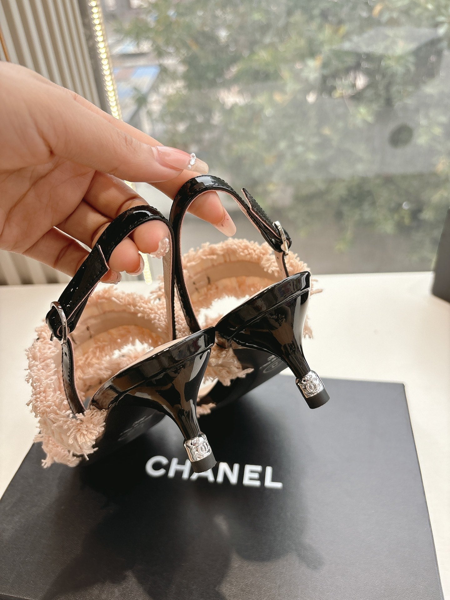 CC Sandals with bow tie Nude 4,5cm Lambskin  202872