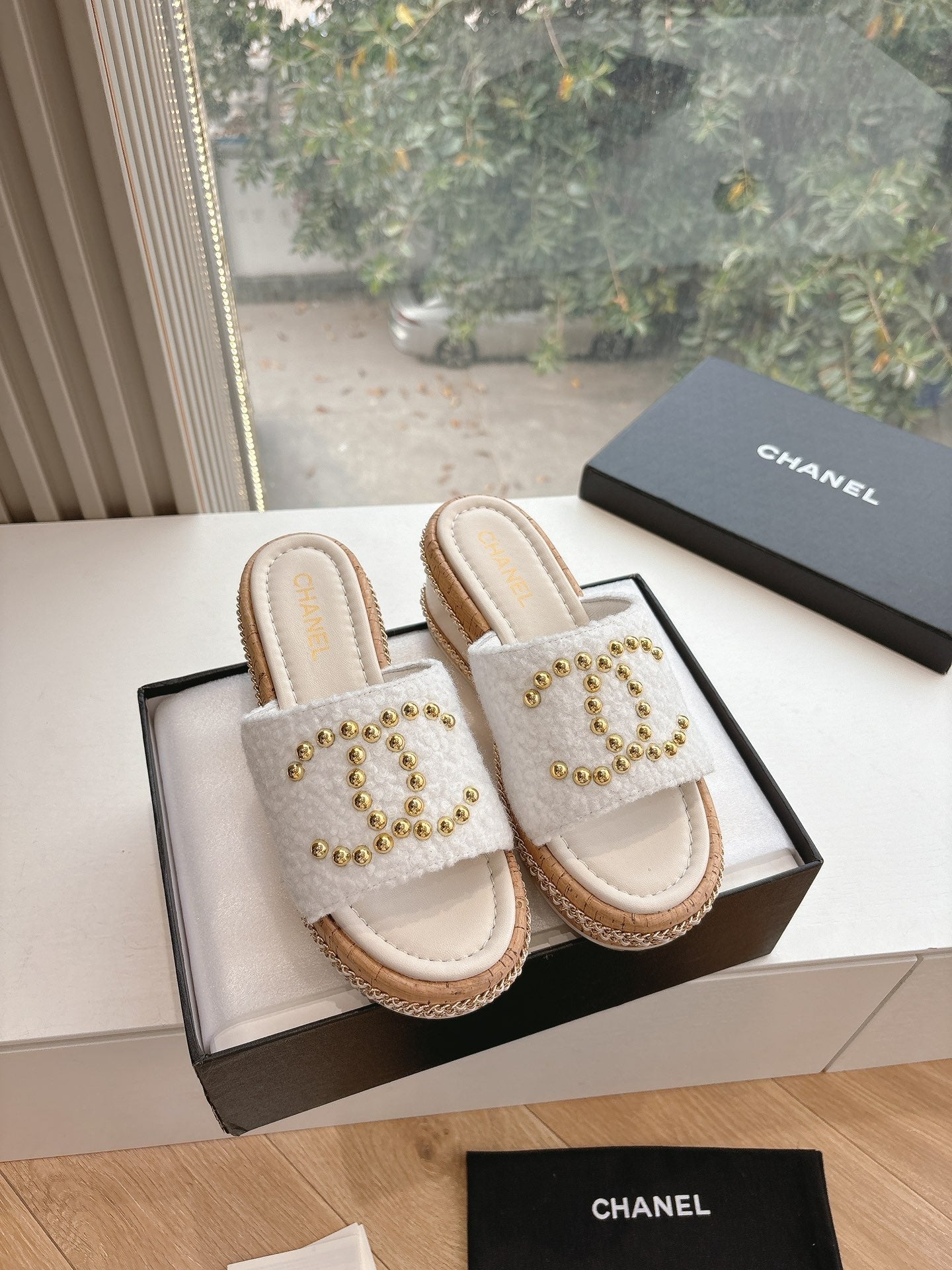 CC Sandals White 6cm Lambskin 202897