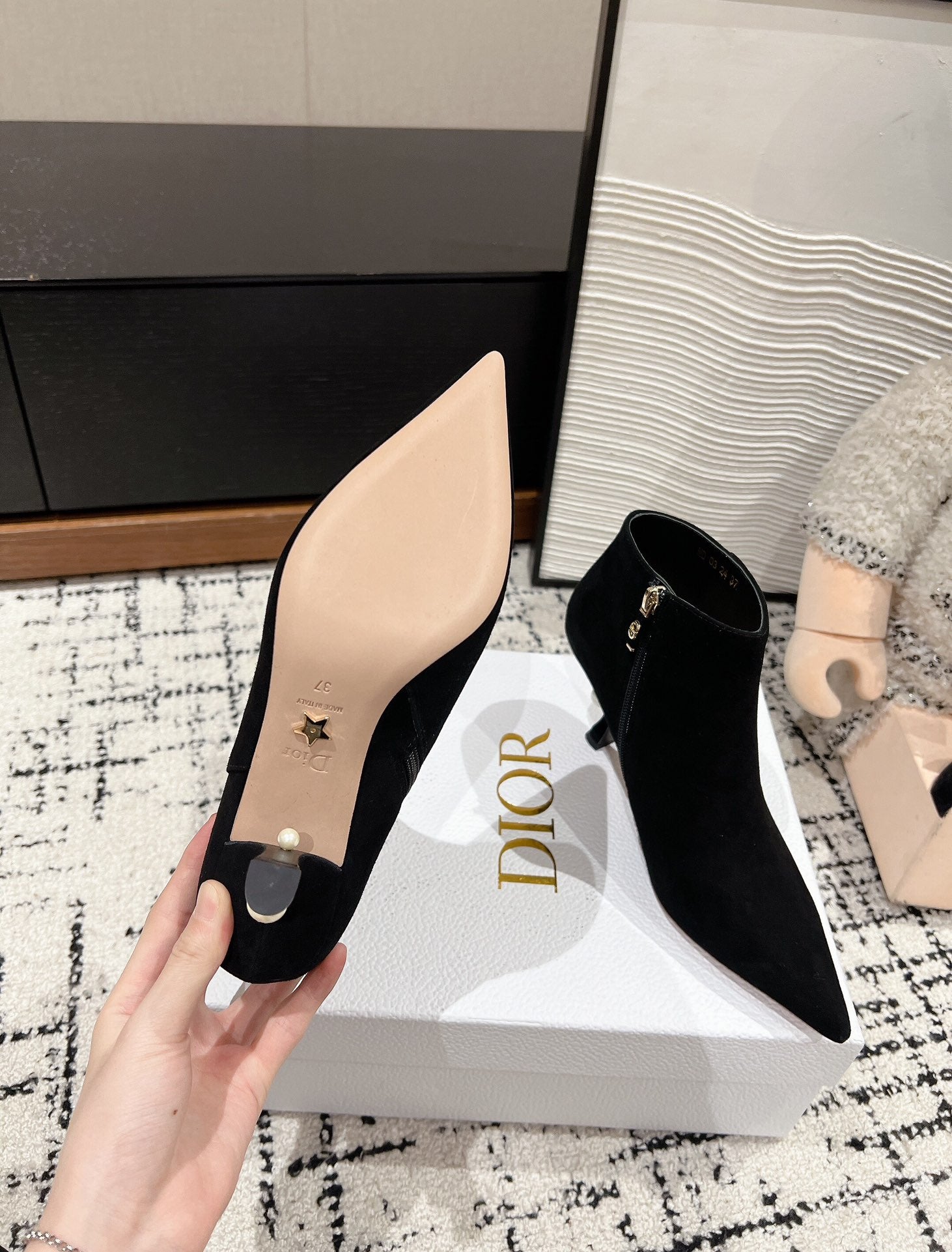CD Tribales Heeled Ankle Boot 80mm In Black Suede  997059