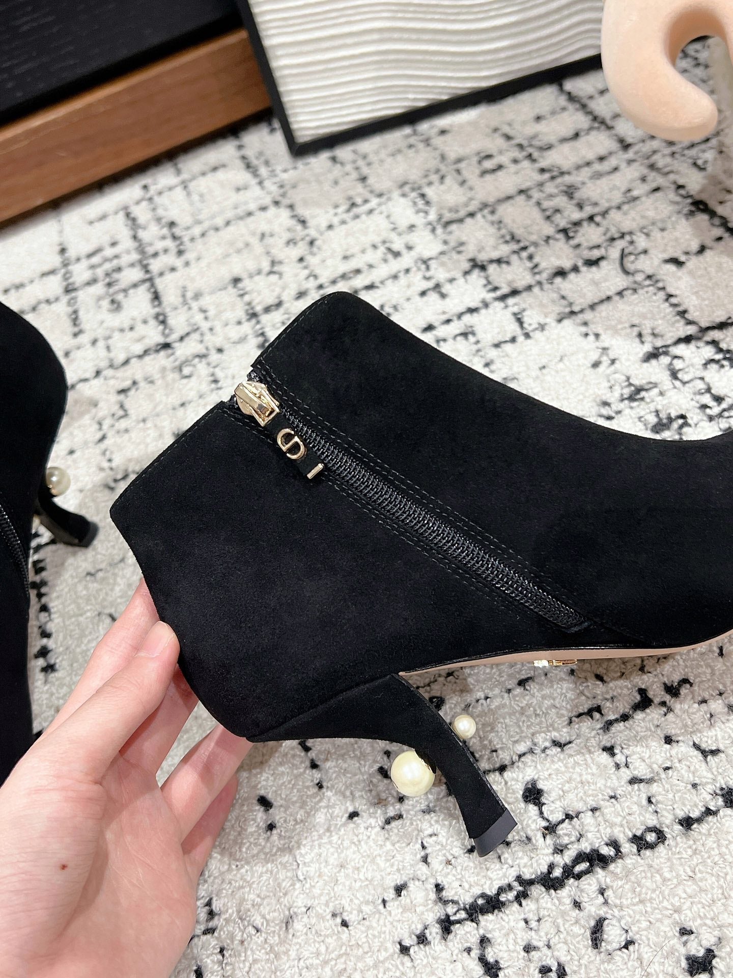 CD Tribales Heeled Ankle Boot 80mm In Black Suede  997059
