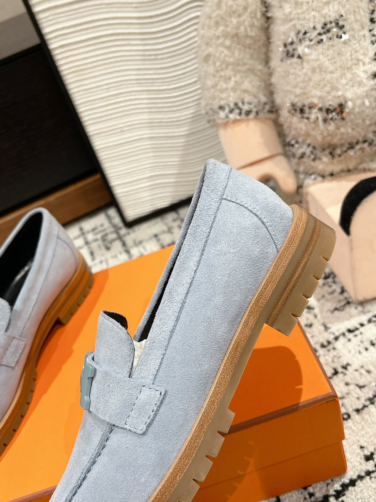 HM Faubourg Loafer In Grey Blue Suede 118743
