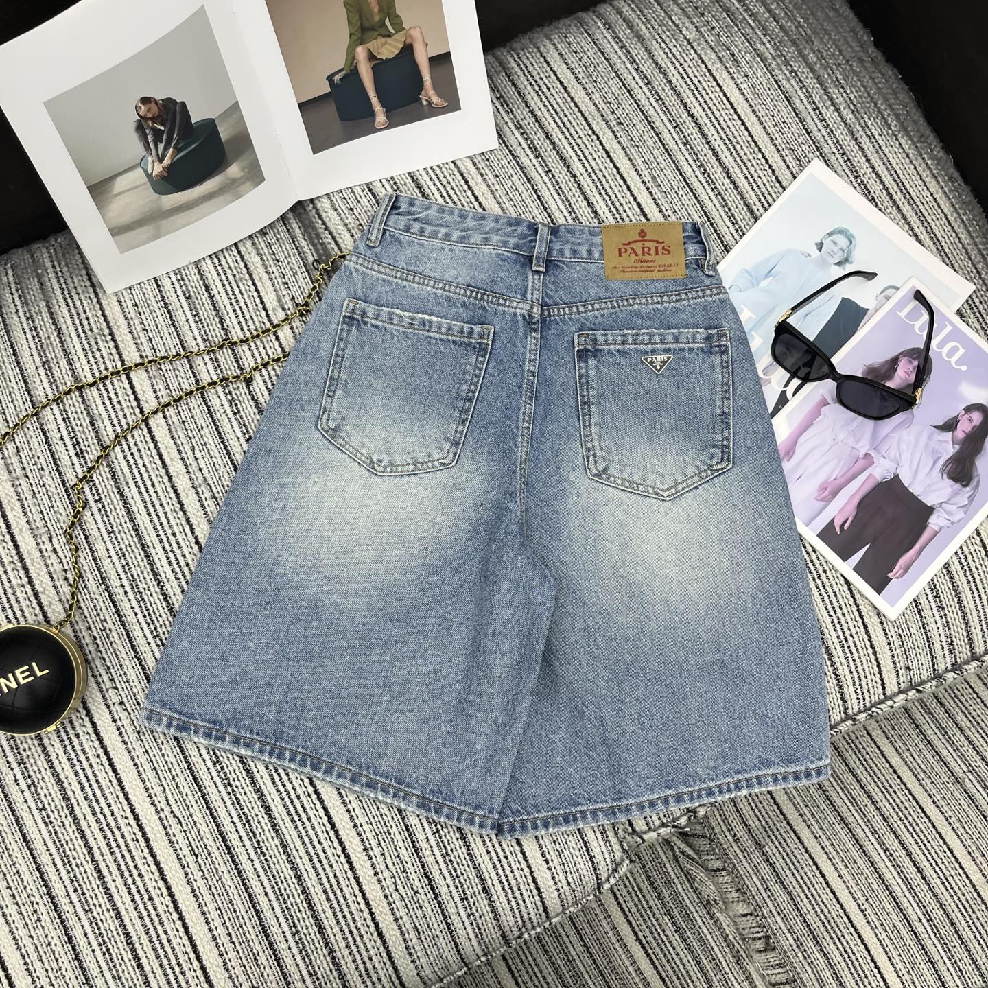 Prada 2026 Short Jean Light Blue Cotton 650231