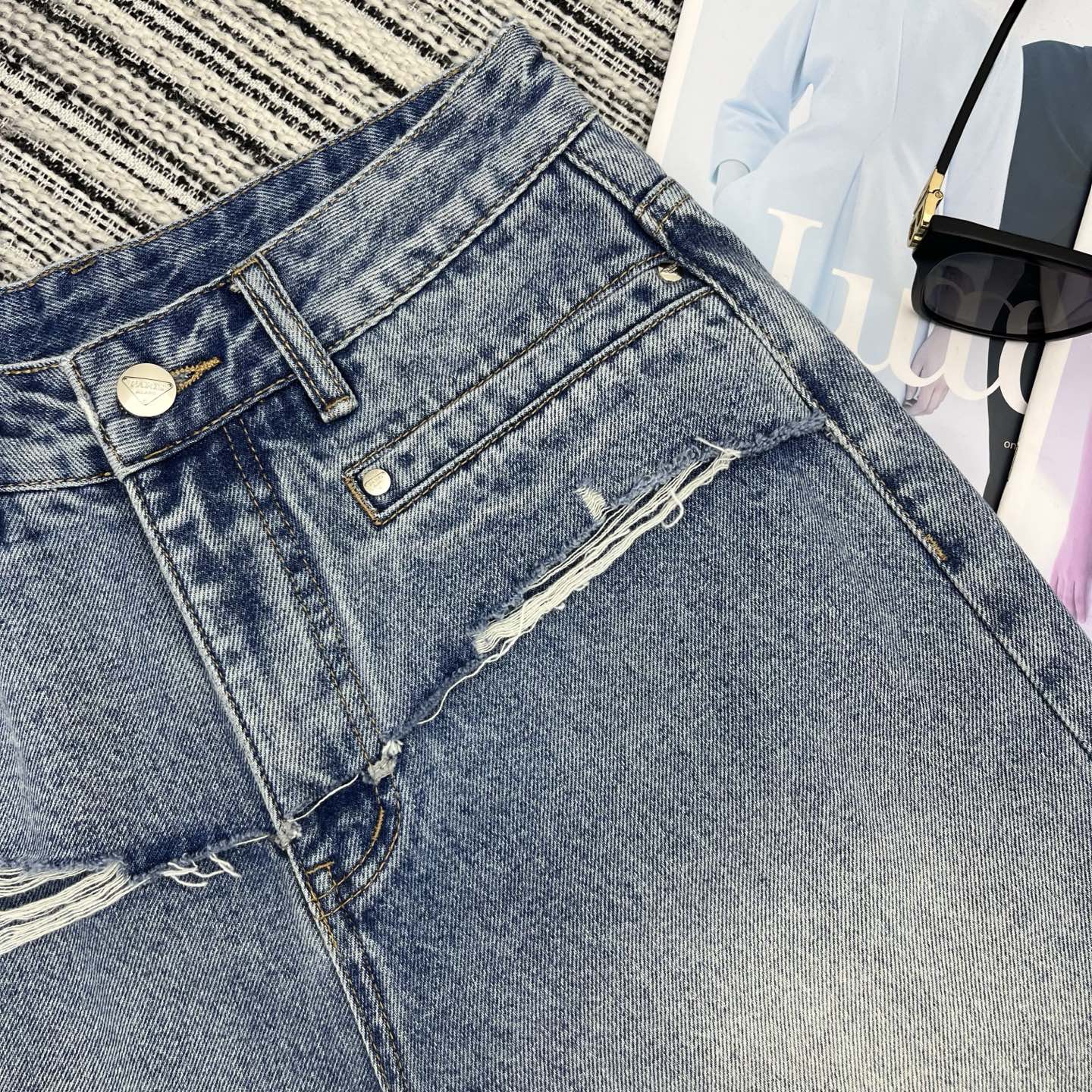 Prada 2026 Short Jean Light Blue Cotton 650231