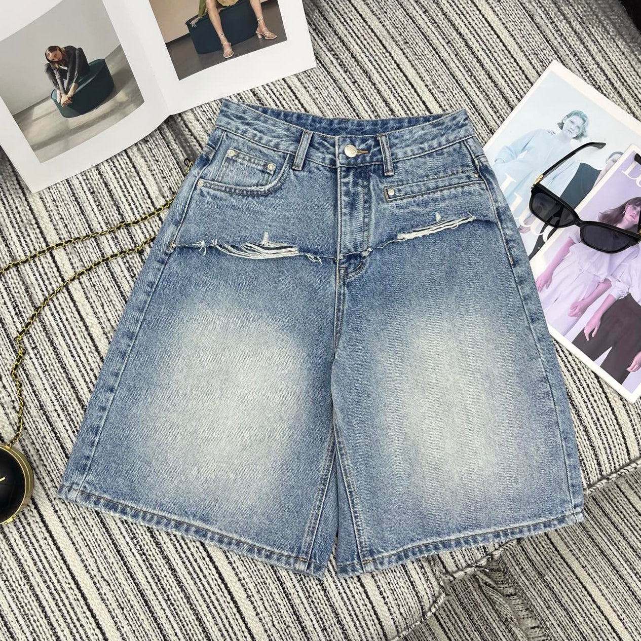 Prada 2026 Short Jean Light Blue Cotton 650231