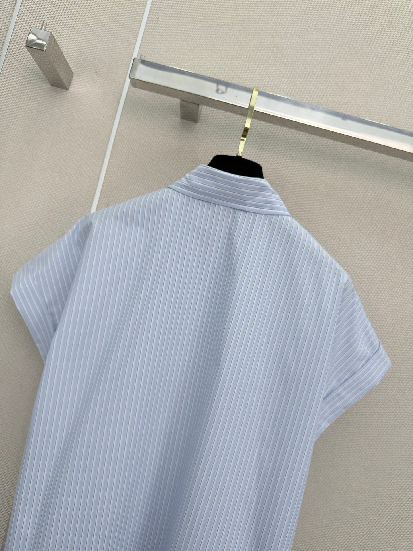 Chanel 2026 Striped Short-sleeved Shirt Blue Cotton 375209