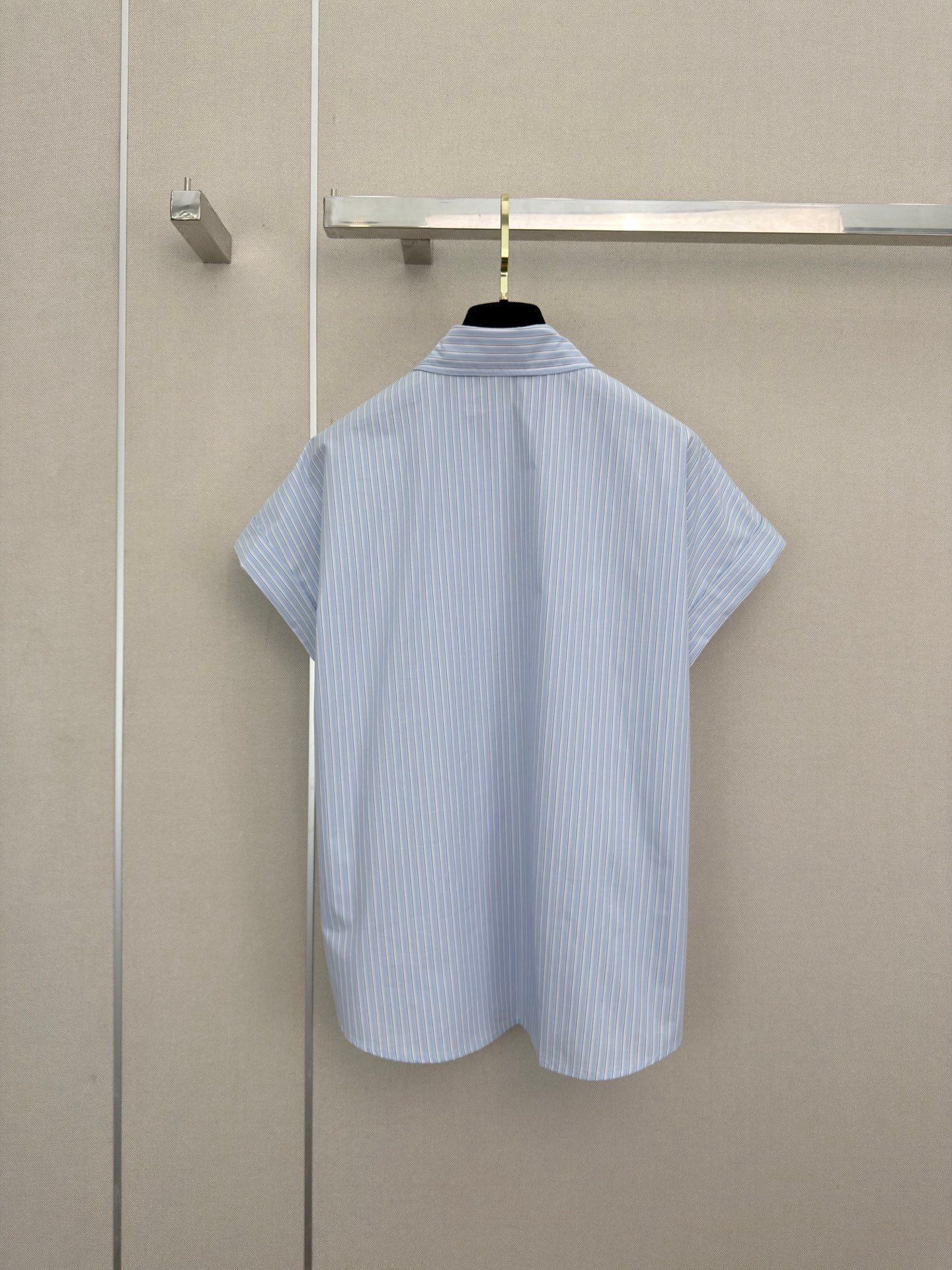 Chanel 2026 Striped Short-sleeved Shirt Blue Cotton 375209